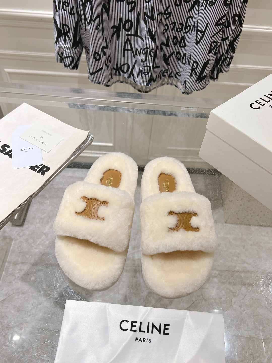 Designer Replica
 Celine Shoes Slippers PU TPU Wool Fall/Winter Collection