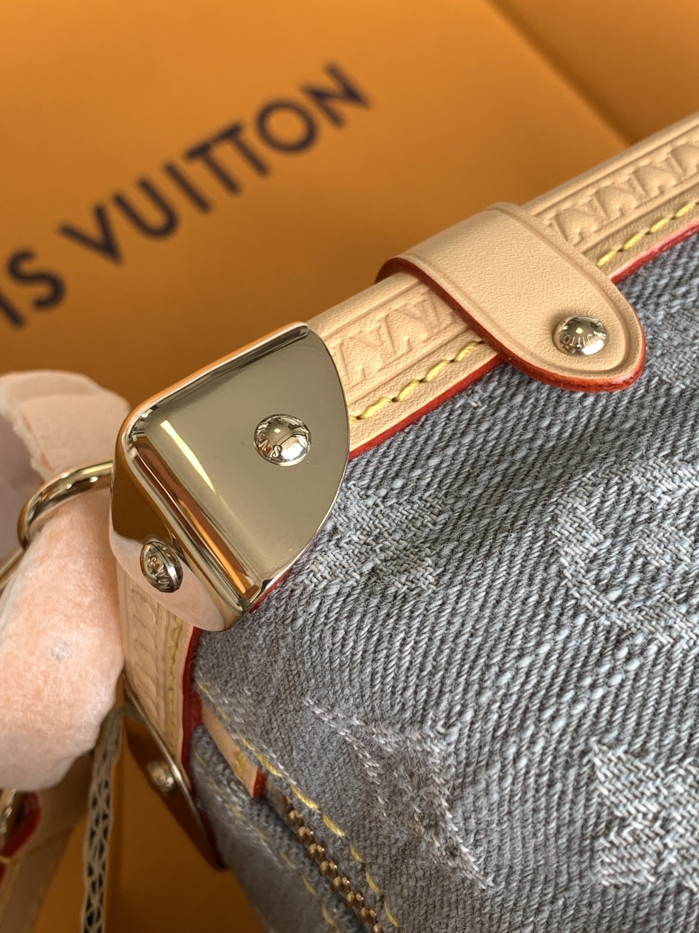 【特级MB163c芯片版原厂皮】SIDE TRUNK 中号手袋型号:M13285牛仔灰色材料:A级全钢五