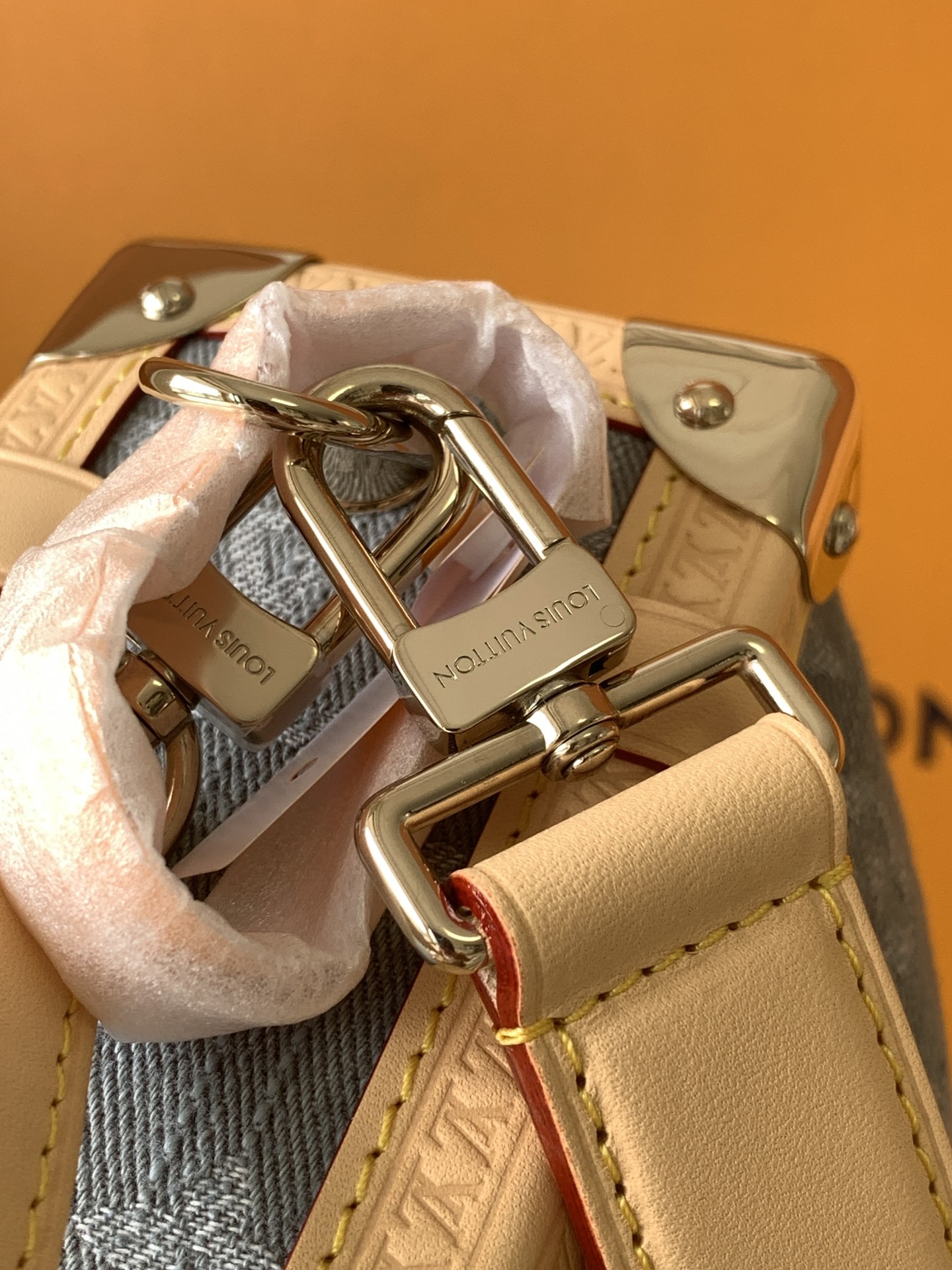 【特级MB163c芯片版原厂皮】SIDE TRUNK 中号手袋型号:M13285牛仔灰色材料:A级全钢五