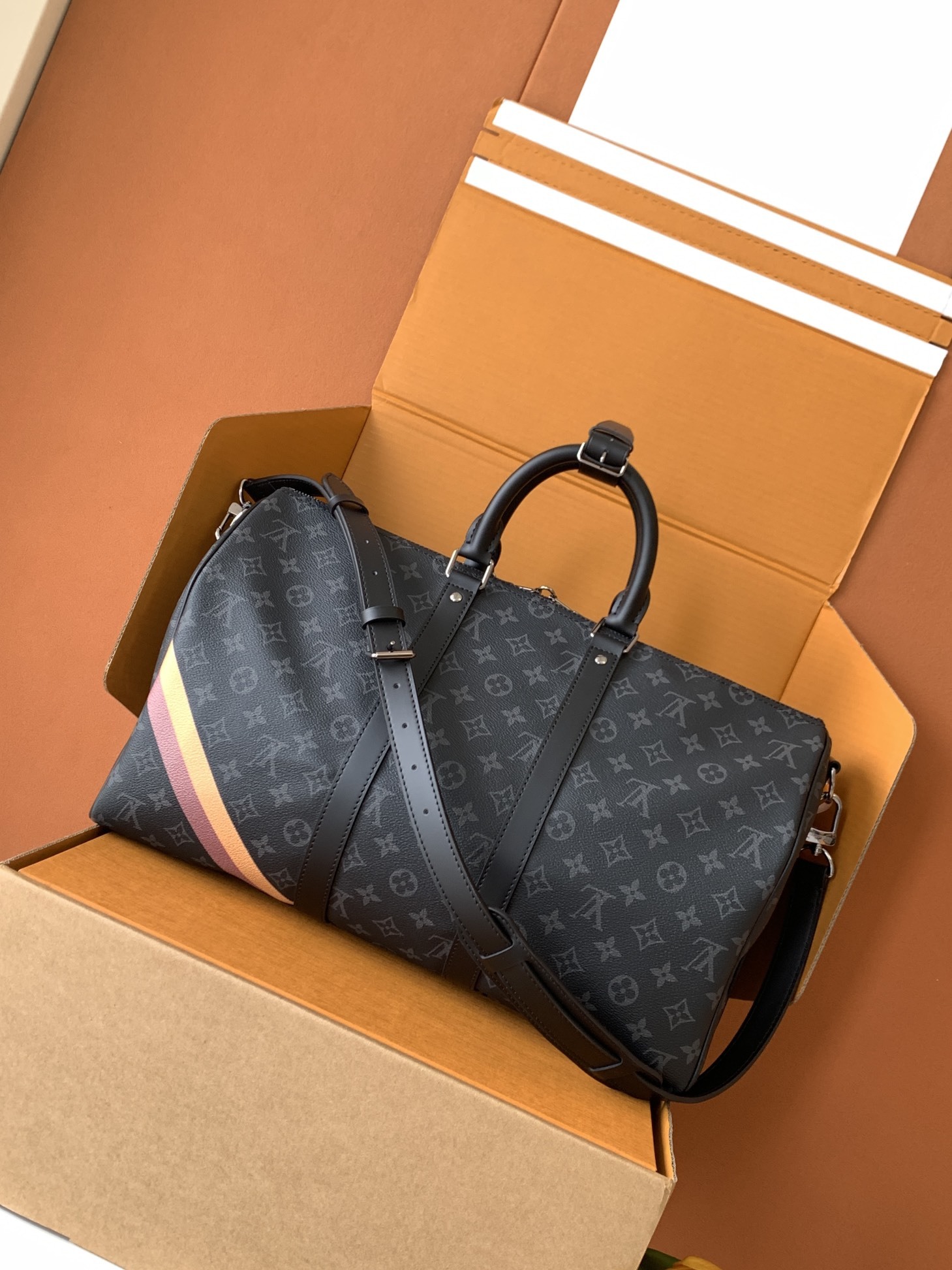 💋 新款丝印(全钢五金)【特级芯片版:配全套专柜包装】 KEEPALL 45 MON MONOGRAM