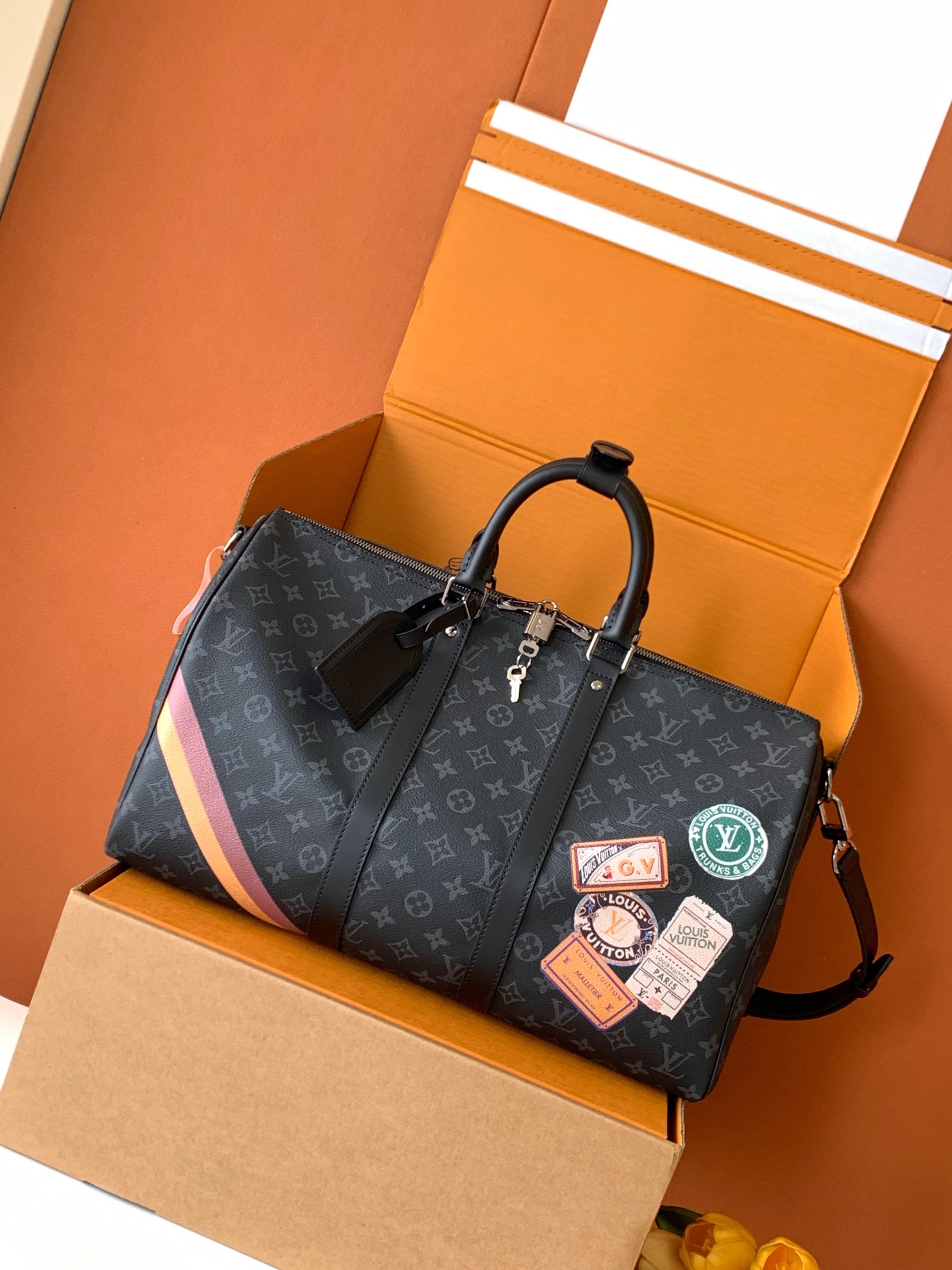 💋 新款丝印（全钢五金）【特级芯片版：配全套专柜包装】 KEEPALL 45 MON MONOGRAM 