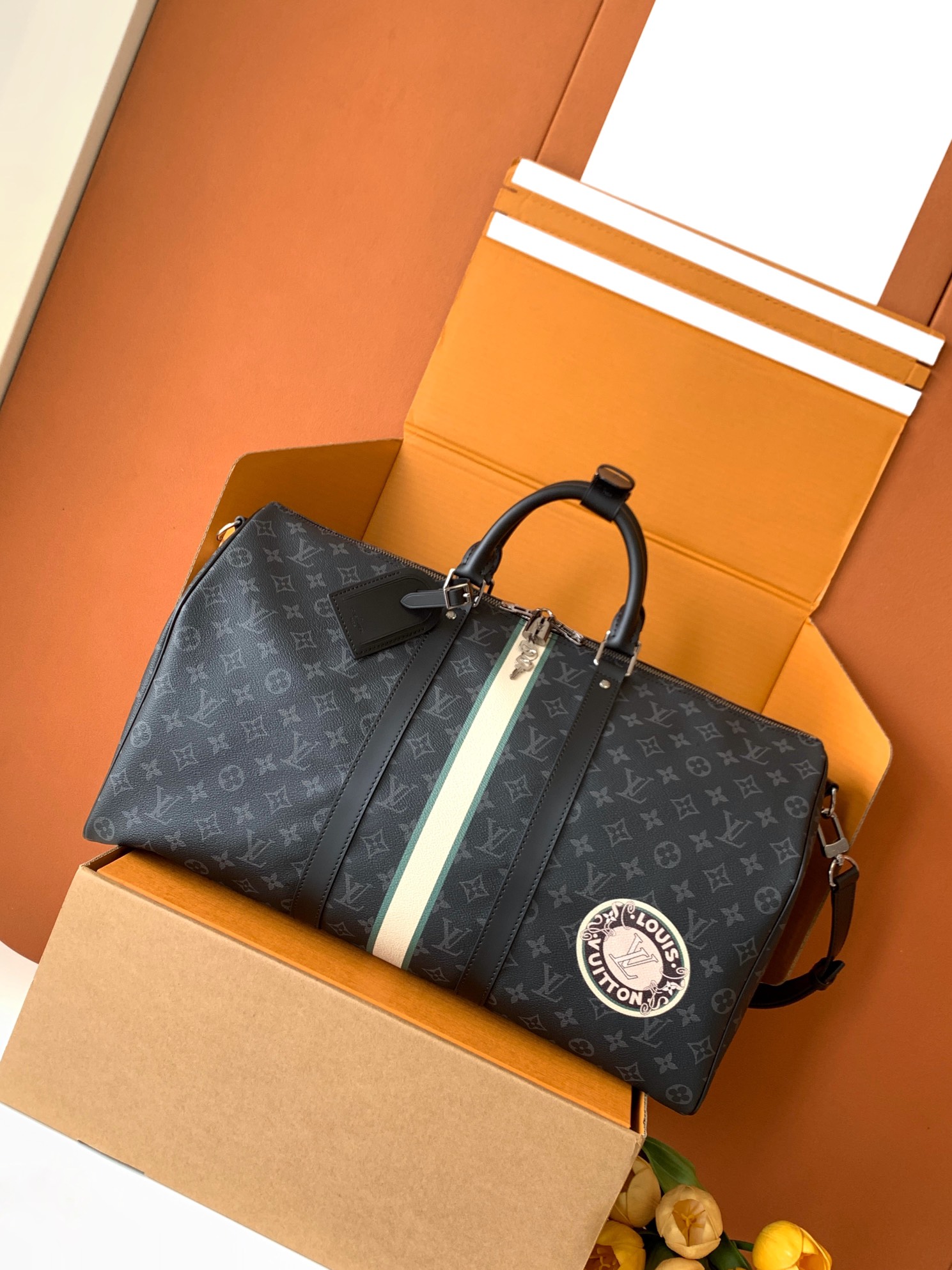 💋 新款丝印（全钢五金）【特级芯片版：配全套专柜包装】 KEEPALL 50 MON MONOGRAM 