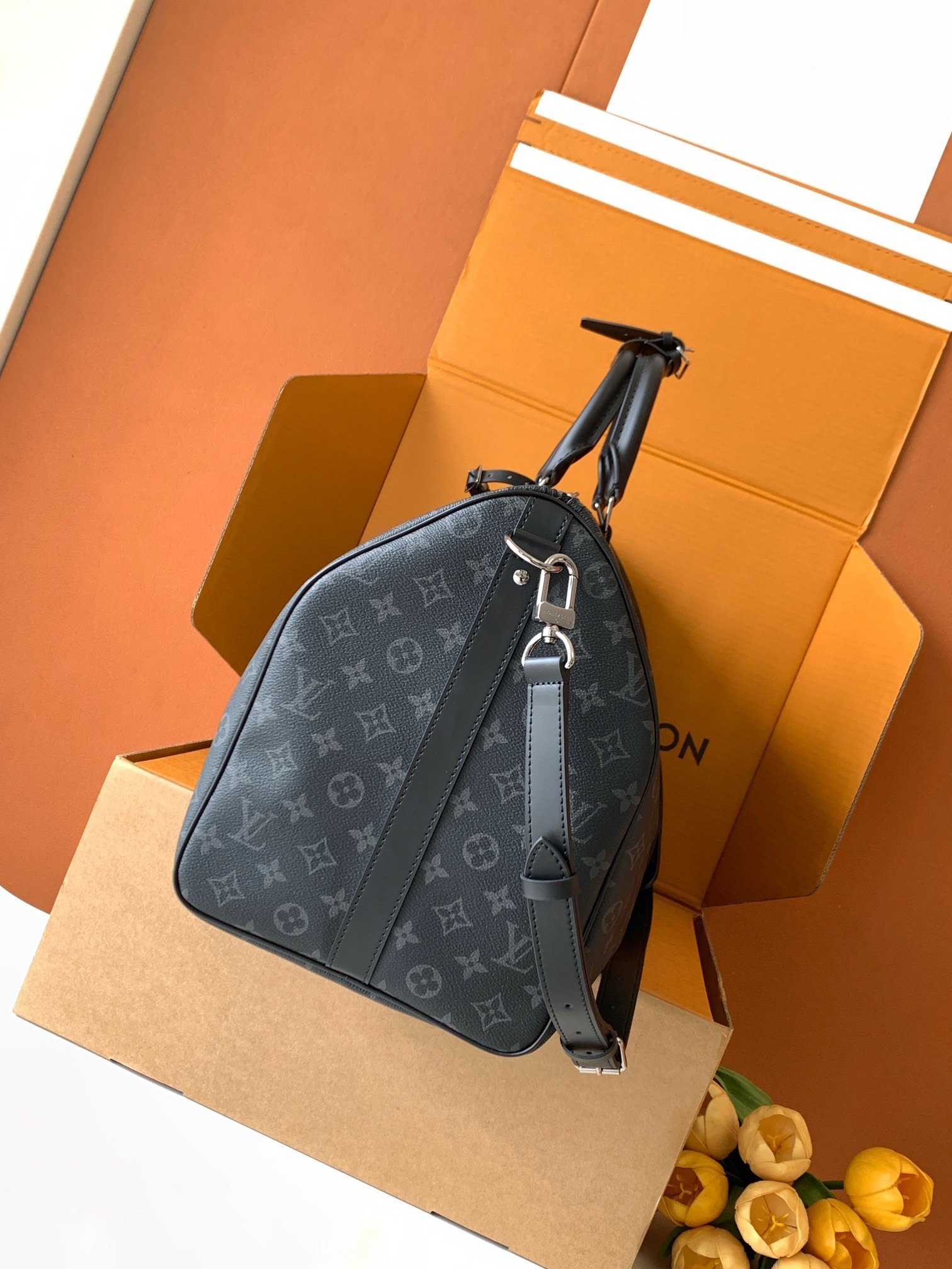 💋 新款丝印(全钢五金)【特级芯片版:配全套专柜包装】 KEEPALL 50 MON MONOGRAM