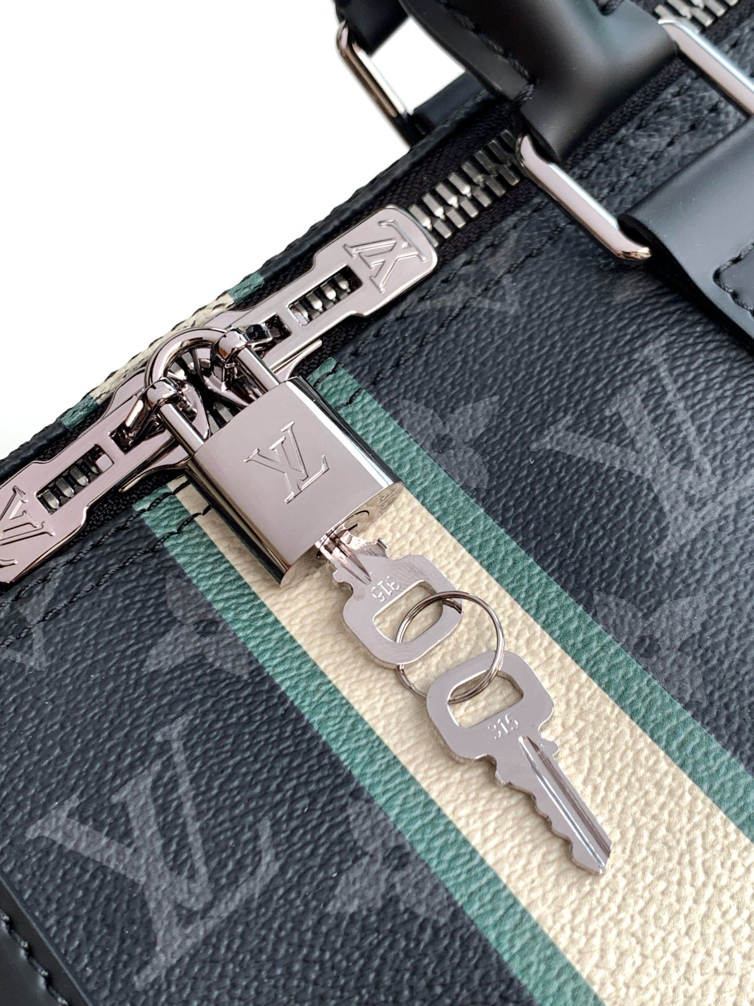 💋 新款丝印(全钢五金)【特级芯片版:配全套专柜包装】 KEEPALL 50 MON MONOGRAM