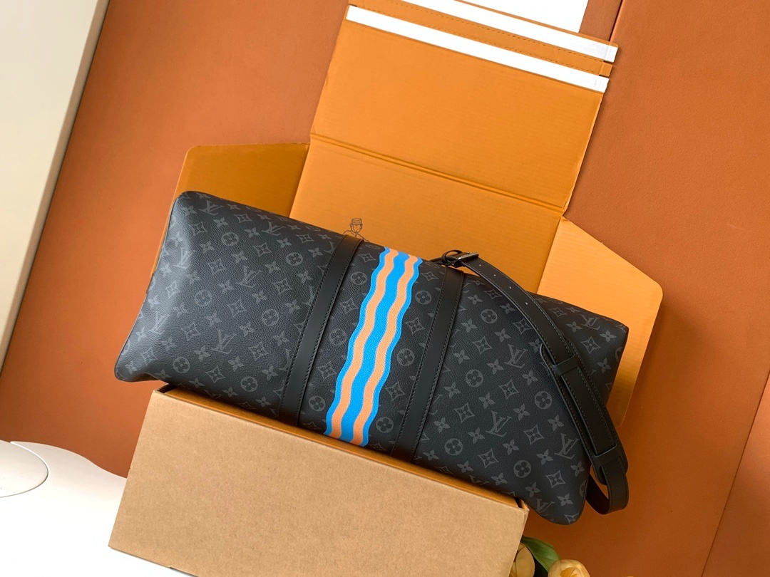 黑花55CM 全钢五金 163c01变码芯片个性化定制本款 Keepall 55 Bandoulière