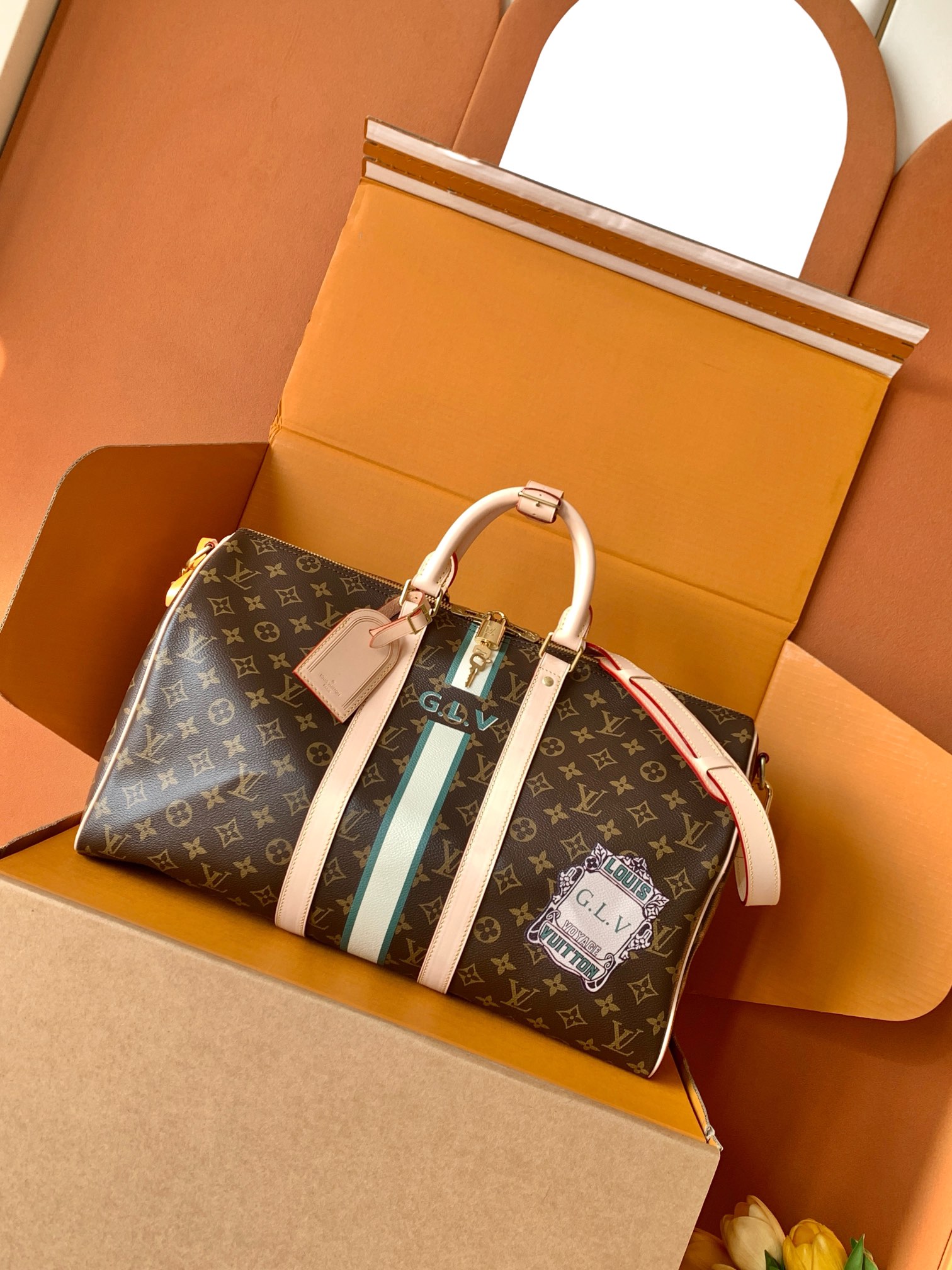 【特级MB原厂皮芯片版】KEEPALL BANDOULIÈRE 45 旅行袋型号：材料：A级全钢五金，进