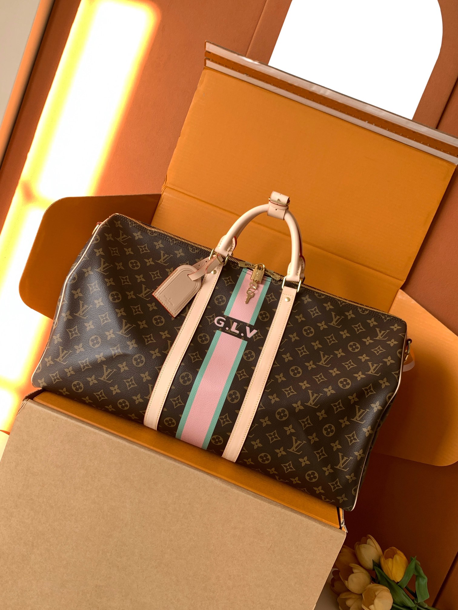 【特级MB原厂皮芯片版】KEEPALL BANDOULIÈRE 55 旅行袋型号：材料：A级全钢五金，进