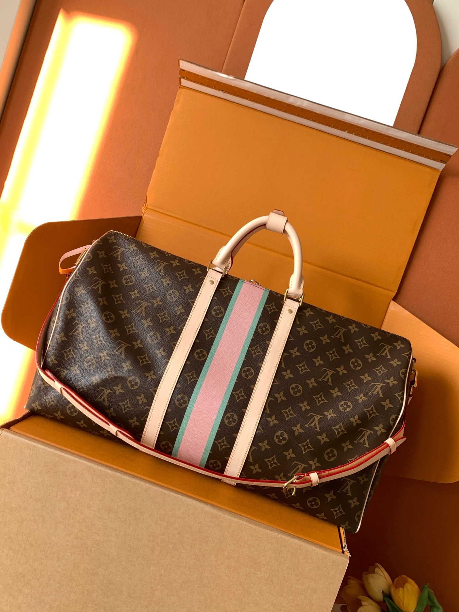 【特级MB原厂皮芯片版】KEEPALL BANDOULIÈRE 55 旅行袋型号:材料:A级全钢五金,进