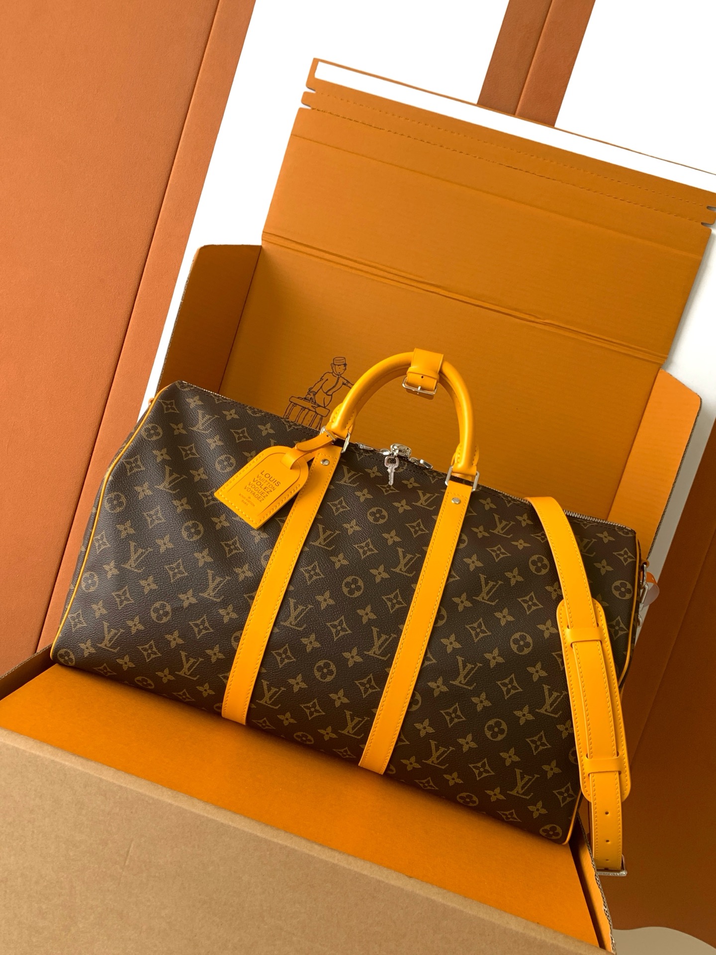 M12634【原厂皮 全钢 芯片版配全套专柜包装】 KEEPALL BANDOULIÈRE 50 旅行袋