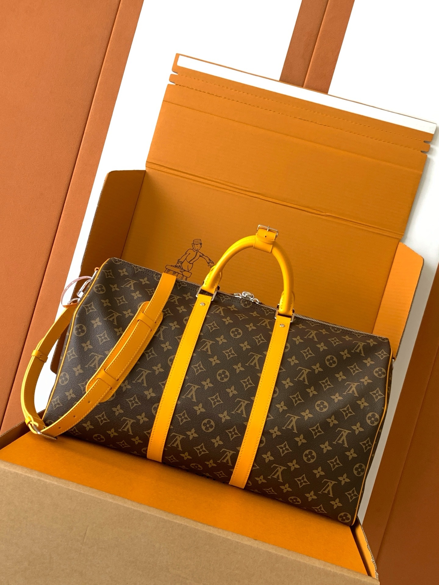 M12634【原厂皮 全钢 芯片版配全套专柜包装】 KEEPALL BANDOULIÈRE 50 旅行袋