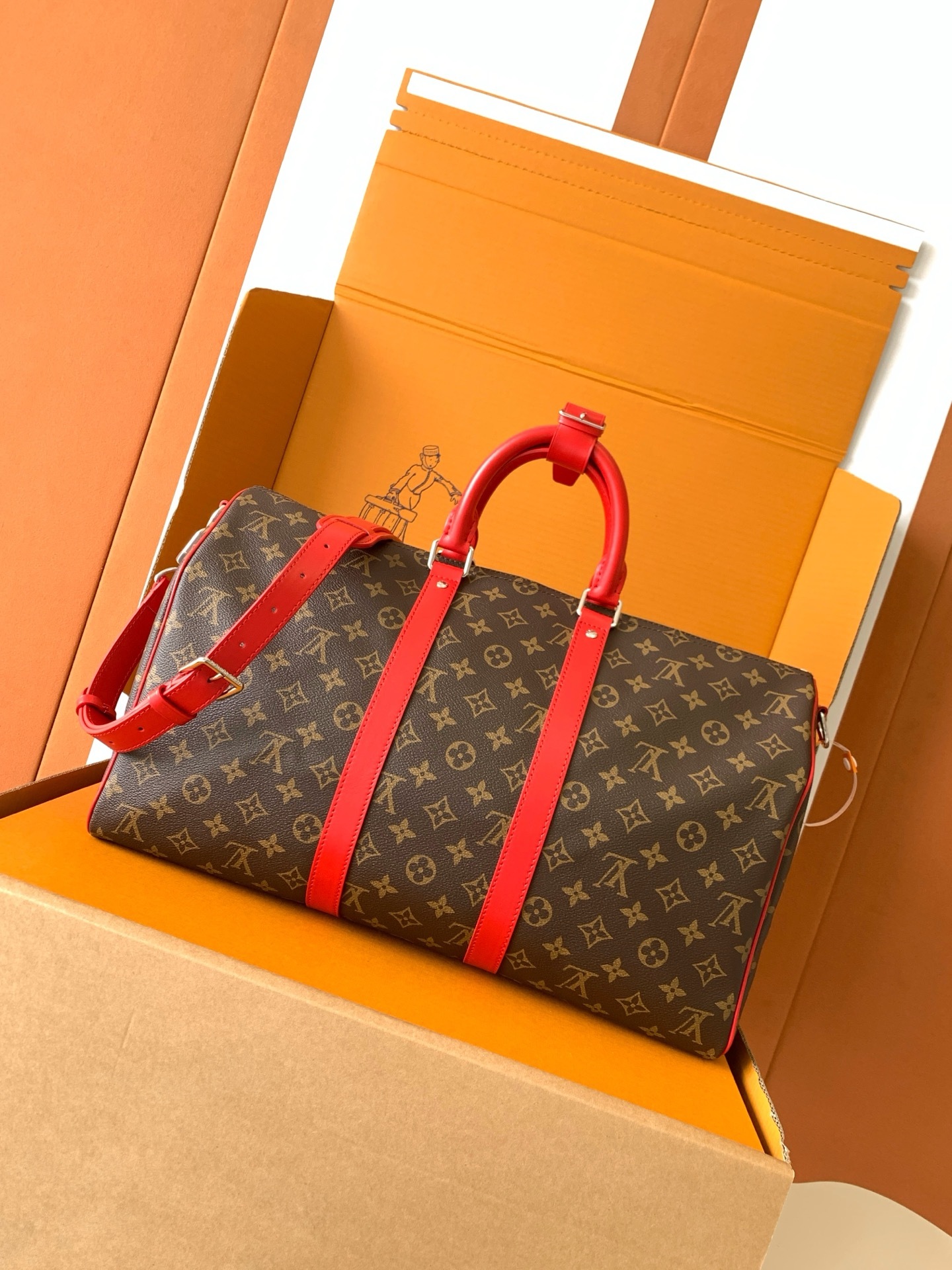 M13808【原厂皮 全钢 芯片版配全套专柜包装】 KEEPALL BANDOULIÈRE 45 旅行袋