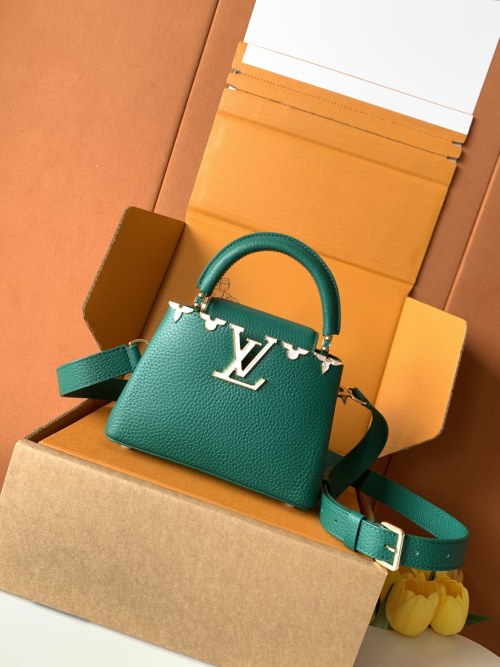 Louis Vuitton Green Taurillon Leather Capucines Mini Crossbody Bag 1 Louis Vuitton Green Taurillon Leather Capucines Mini Crossbody Bag