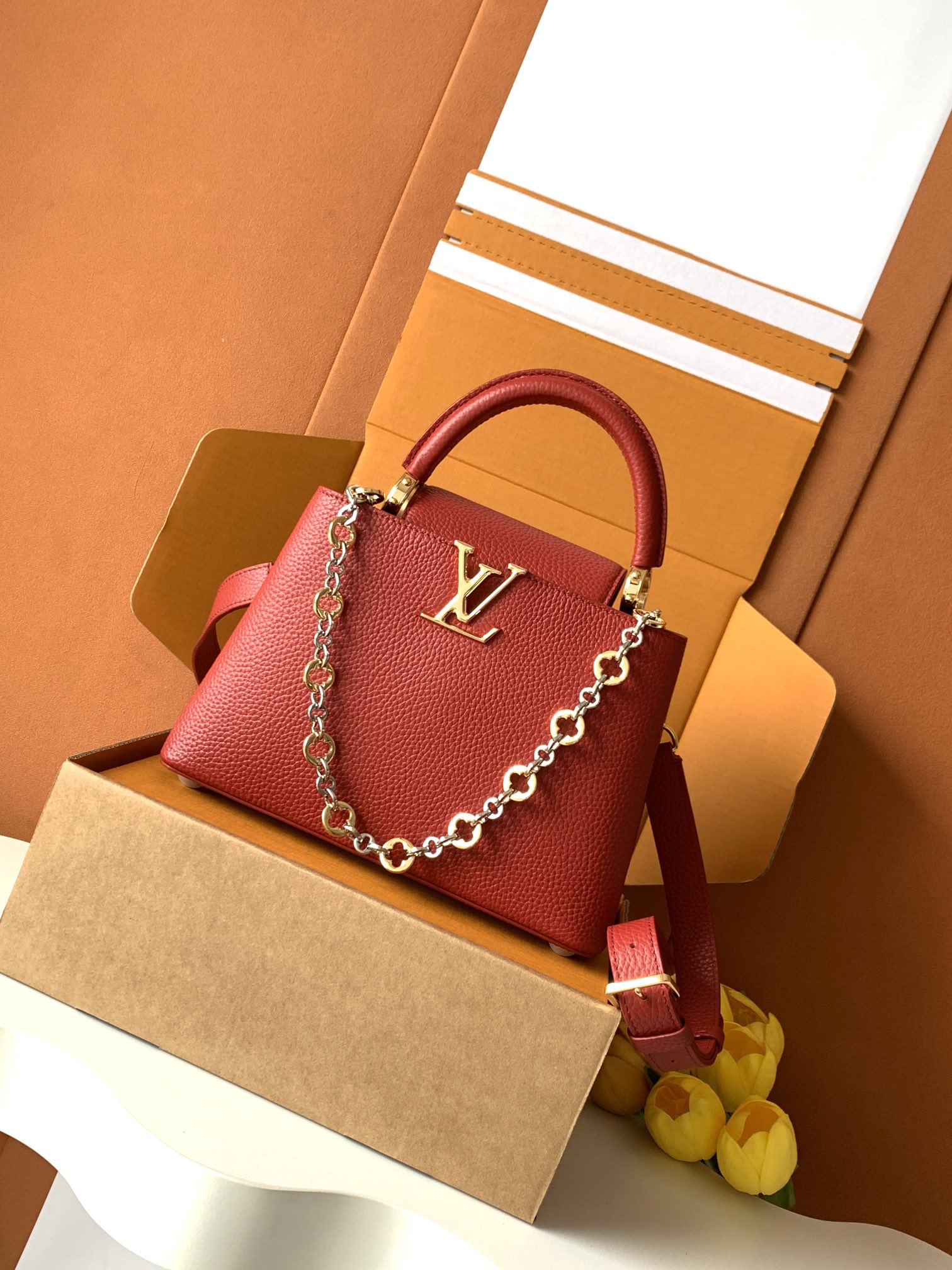 特级全钢五金 M12936半红金 本款Capucines手袋出自CapucinesChain On Yo