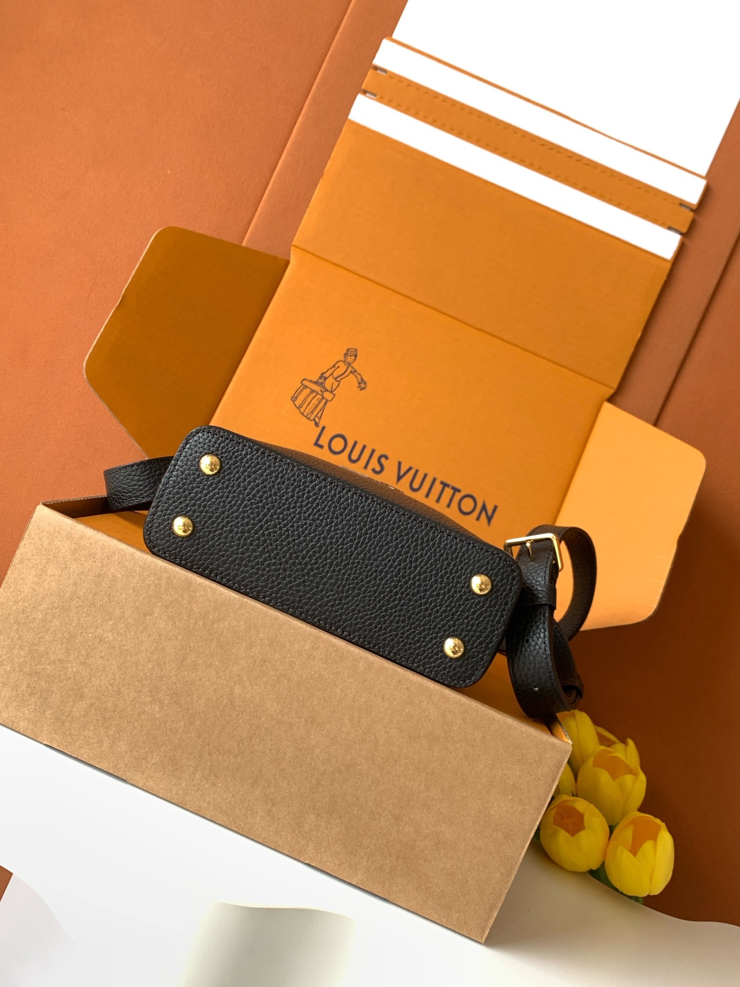 N85515特级全钢 黑配亮光蟒蛇金动态163 2024 夏季款 Capucines 迷你手袋取材 Ta