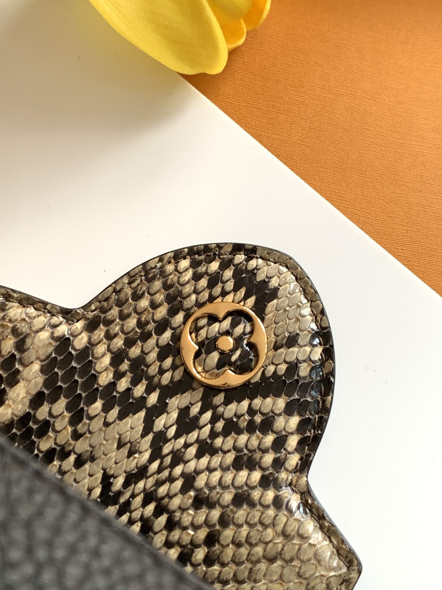 N85516特级全钢 黑配亮光蟒蛇金动态163 2024 夏季款 Capucines 迷你手袋取材 Ta