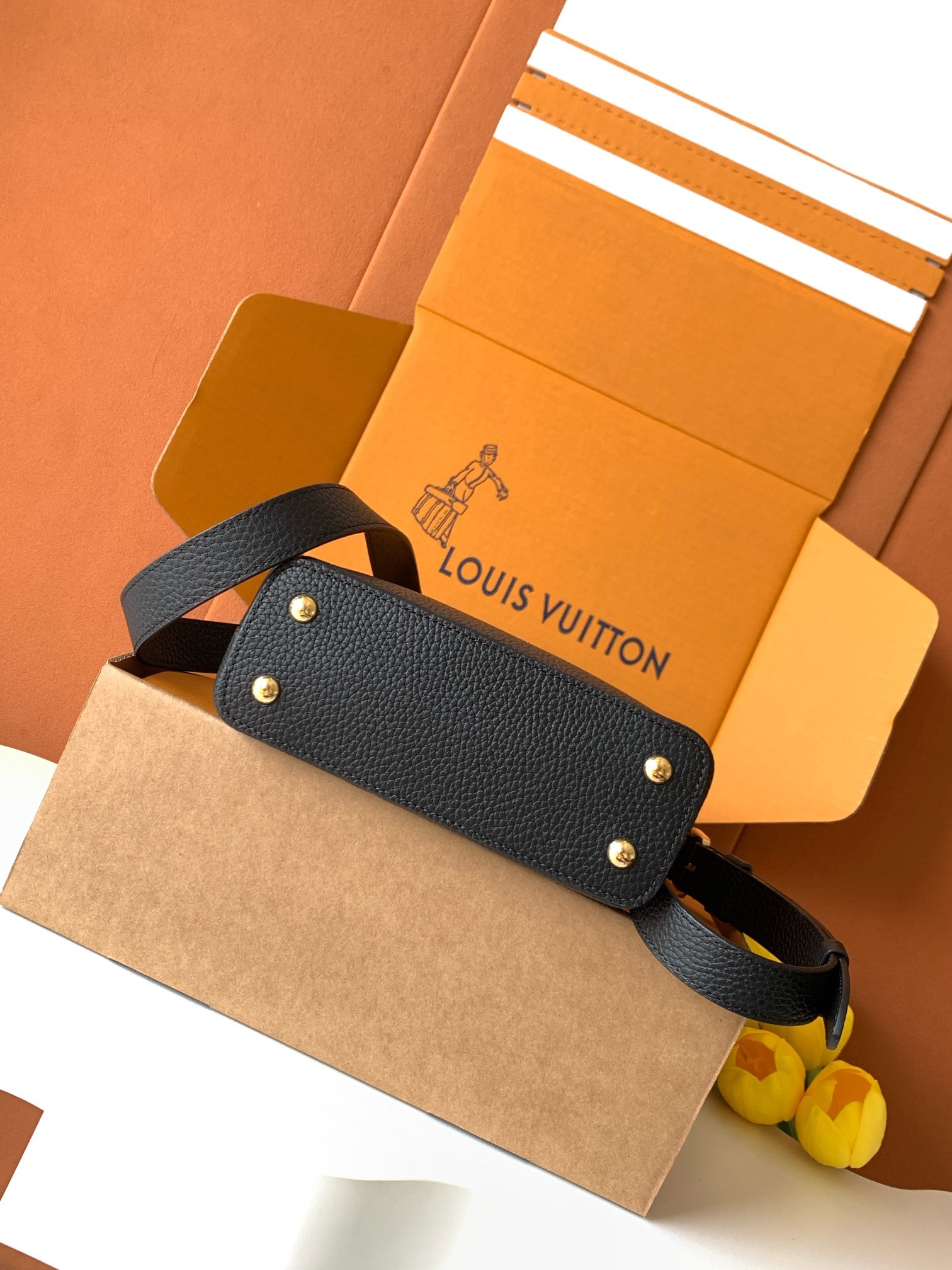 N85516特级全钢 黑配亮光蟒蛇金动态163 2024 夏季款 Capucines 迷你手袋取材 Ta