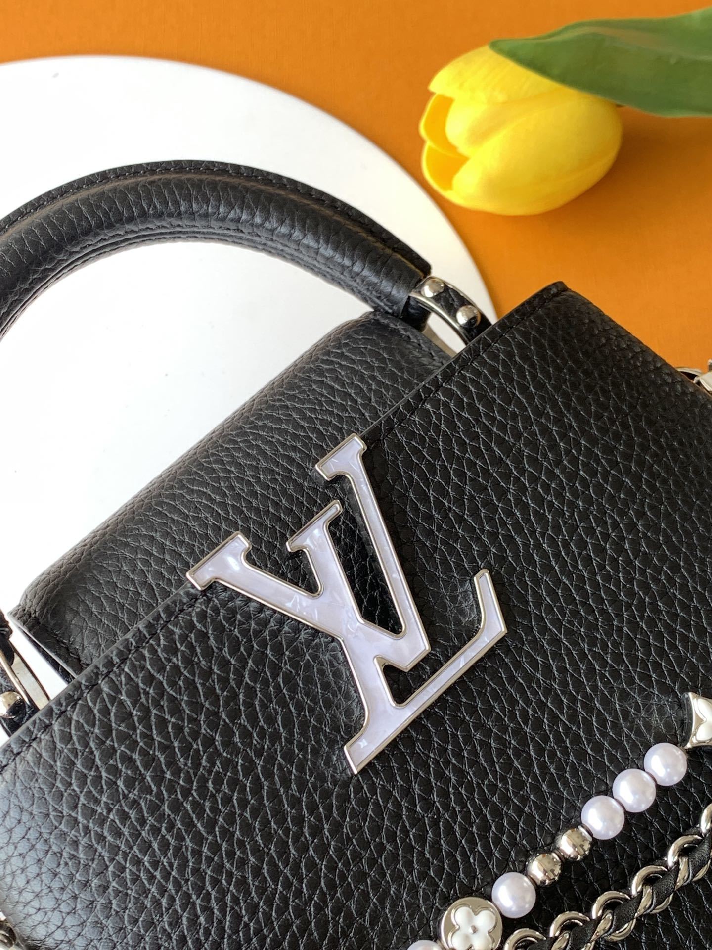 【全钢五金 MB163c01变码芯片】特级配全套包装 款号M11908 进口牛皮黑色银扣本款Capuci