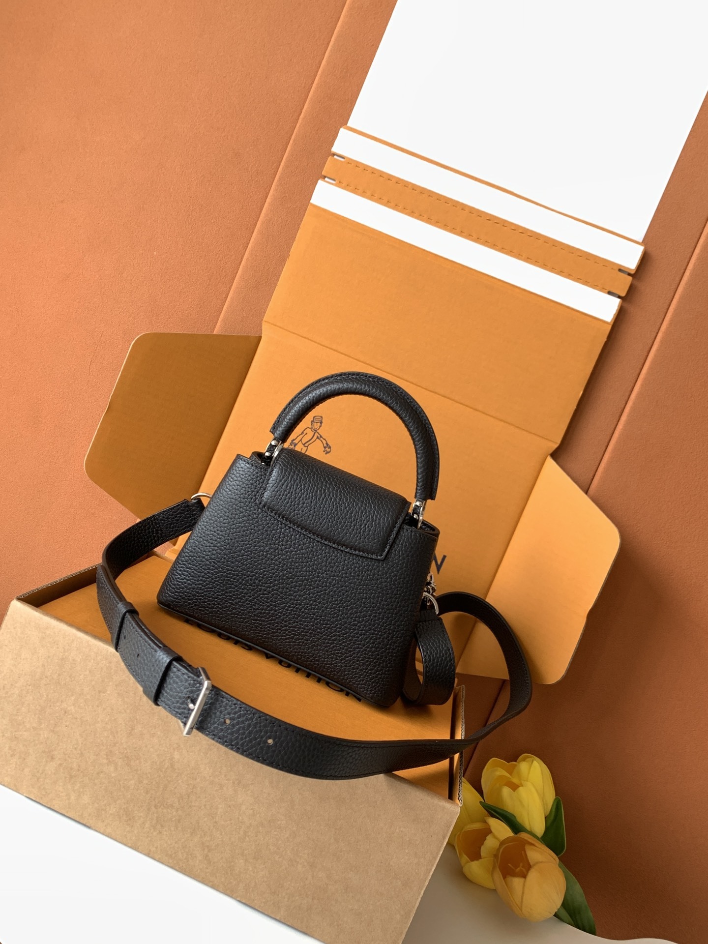 【全钢五金 MB163c01变码芯片】特级配全套包装 款号M11908 进口牛皮黑色银扣本款Capuci