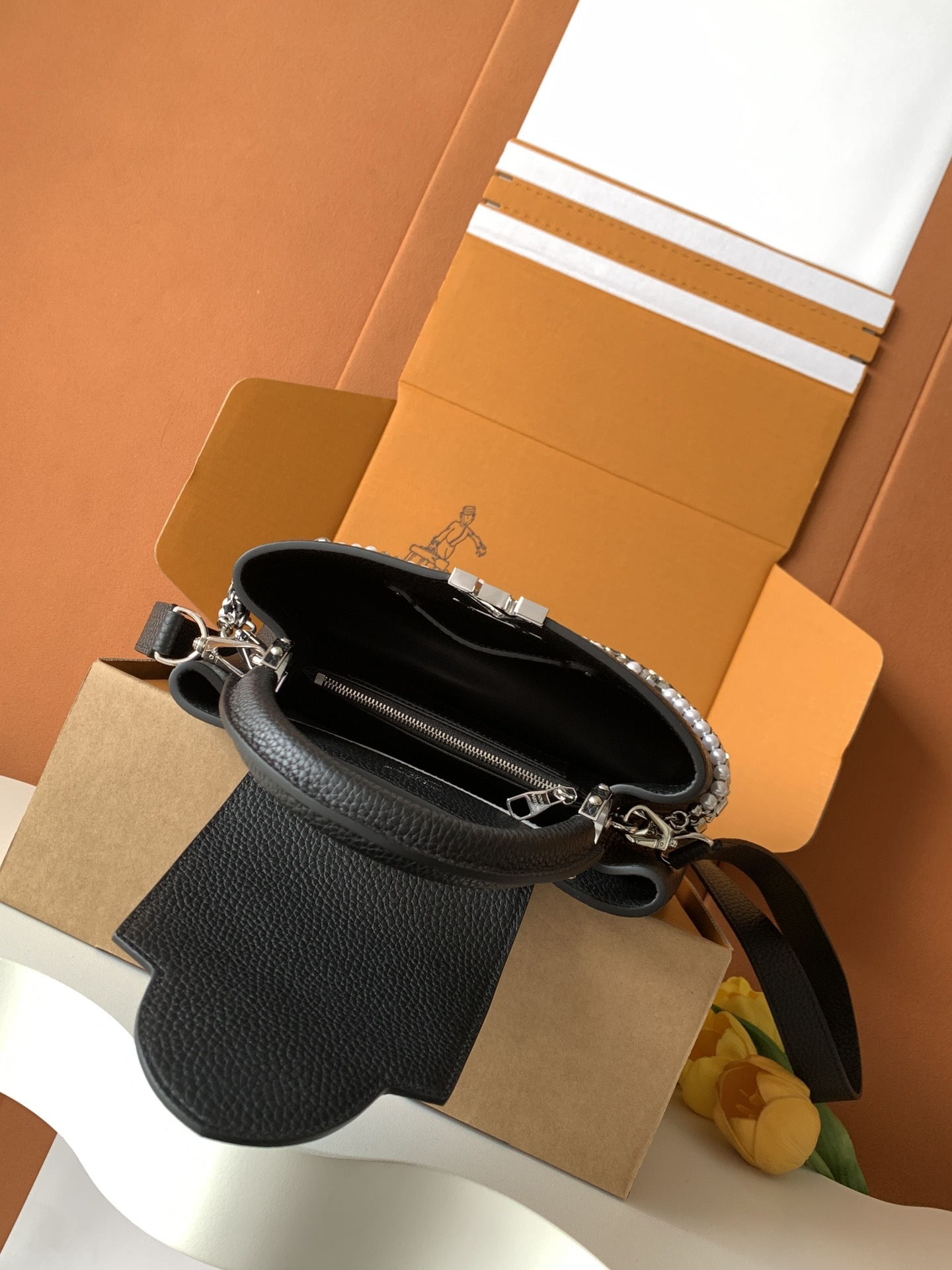 【全钢五金 MB163c01变码芯片】特级配全套包装 款号M11909 进口牛皮黑色银扣本款Capuci