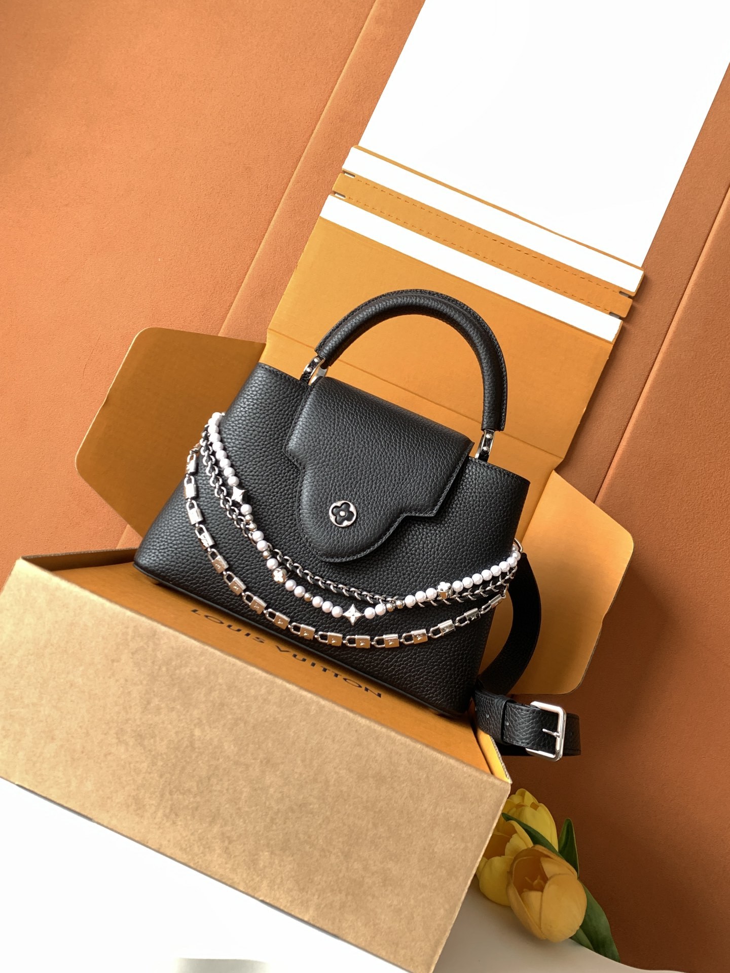 【全钢五金 MB163c01变码芯片】特级配全套包装 款号M11909 进口牛皮黑色银扣本款Capuci