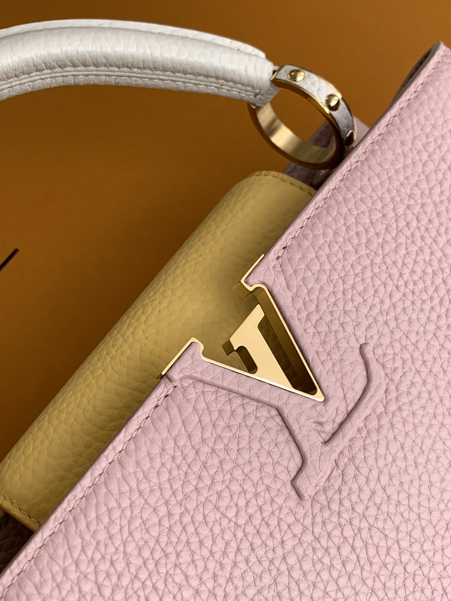 Louis Vuitton 全钢五金 M20844进口牛皮西柚粉配蛋黄金卉三拼