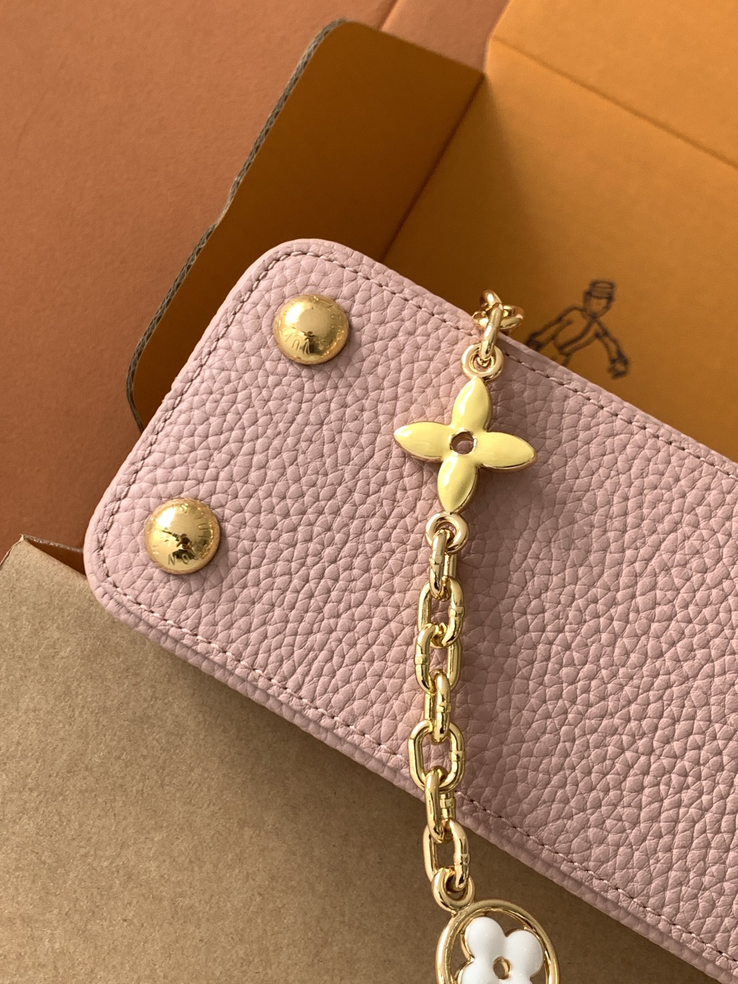Louis Vuitton 全钢五金 M20844进口牛皮西柚粉配蛋黄金卉三拼