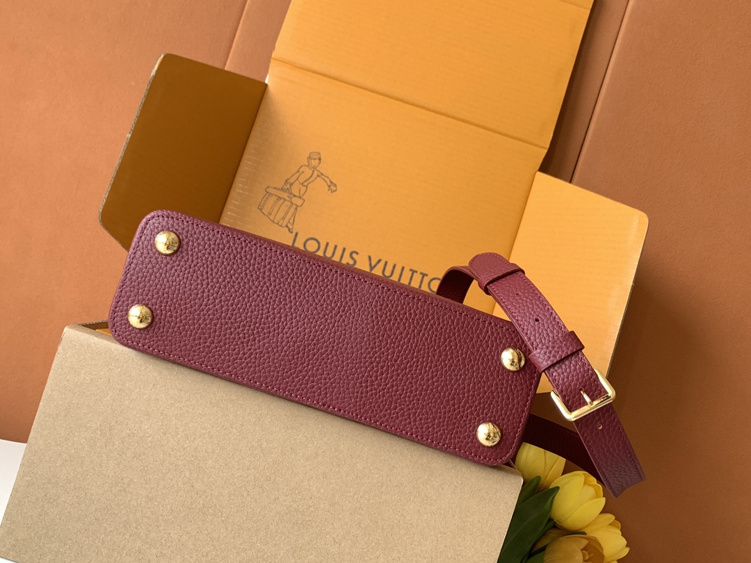 N85514 进口牛皮枣红配亮光蟒蛇金 进口牛皮 动态163 2024 夏季款 Capucines 迷你