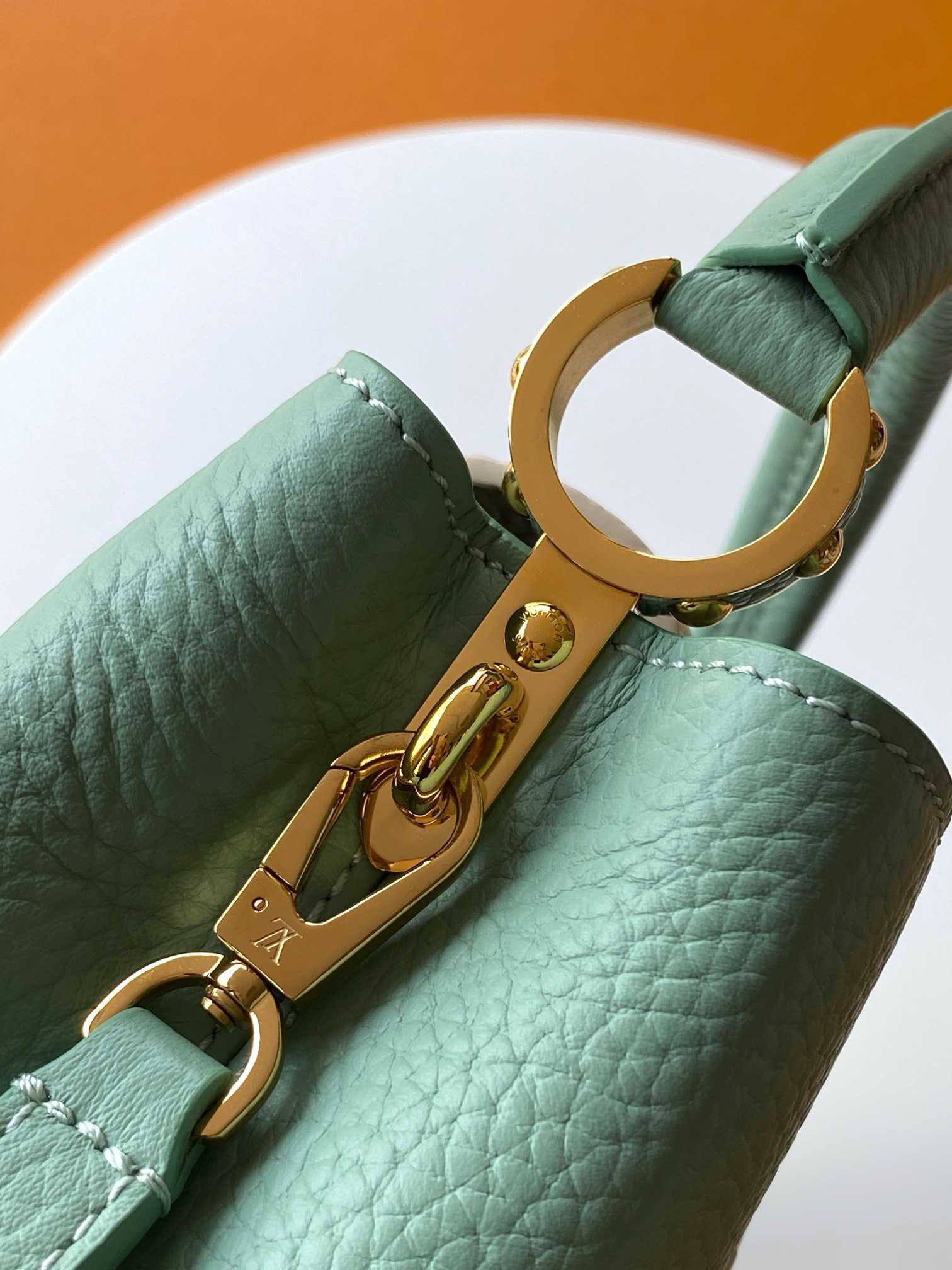 特级全钢五金（163C芯片版）【进口牛皮💋 M23951绿配珍珠白金】【Capucines mini 手