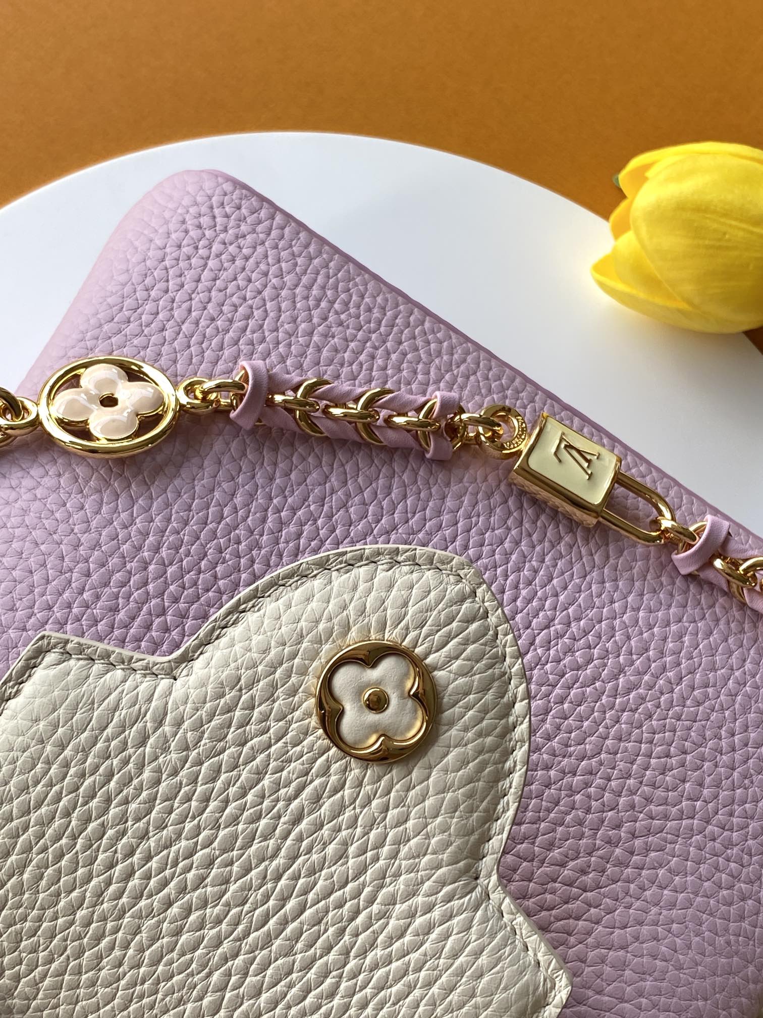 特级全钢五金（163C芯片版）【进口牛皮💋 M23951深粉紫配珍珠白金】【Capucines mini