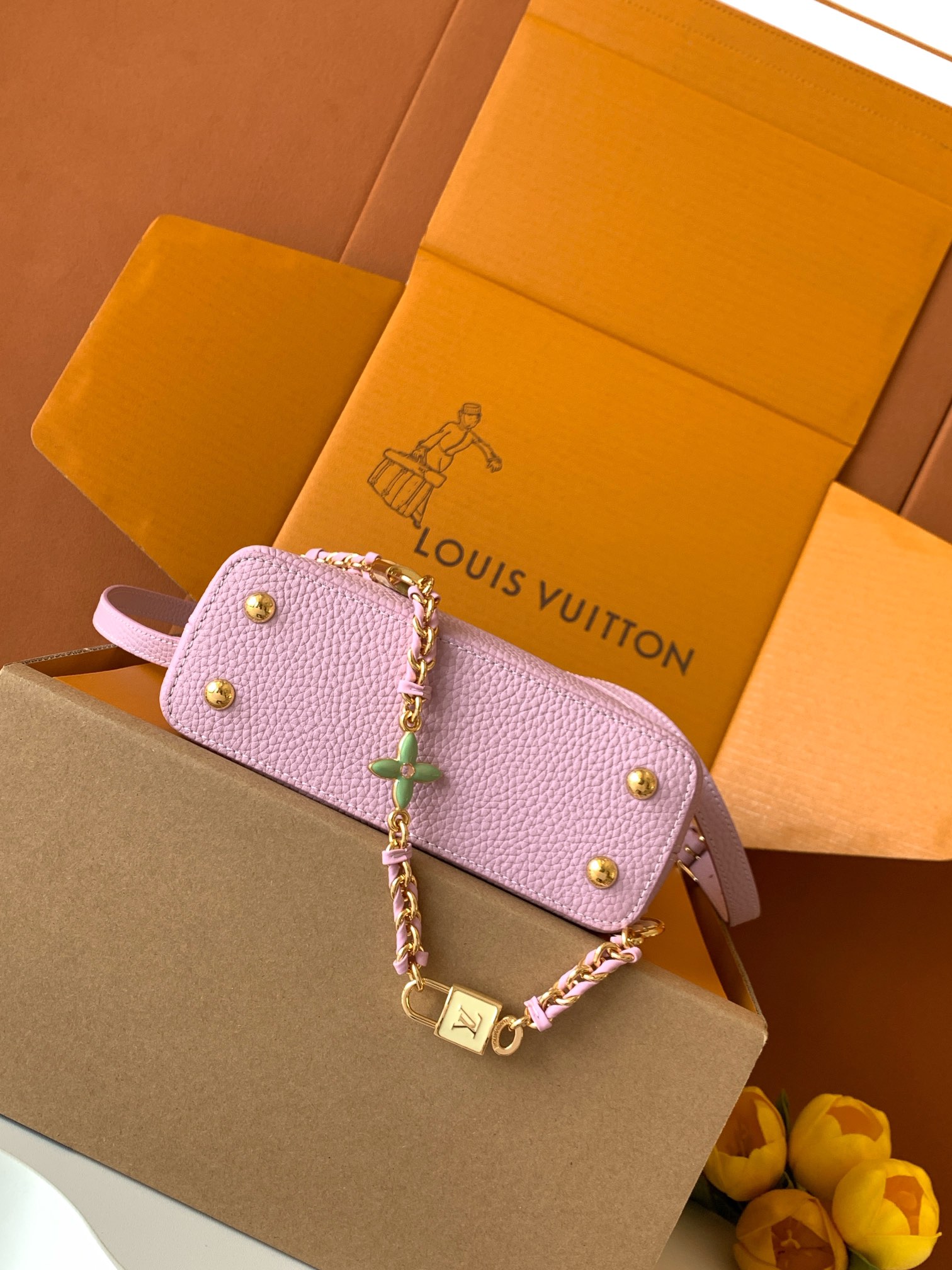 特级全钢五金（163C芯片版）【进口牛皮💋 M23951深粉紫配珍珠白金】【Capucines mini