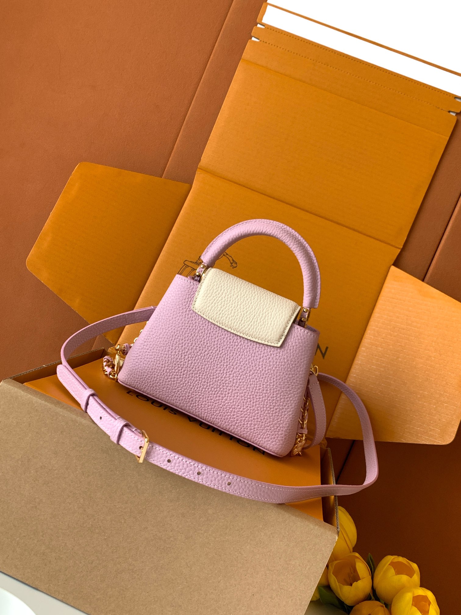 特级全钢五金（163C芯片版）【进口牛皮💋 M23951深粉紫配珍珠白金】【Capucines mini