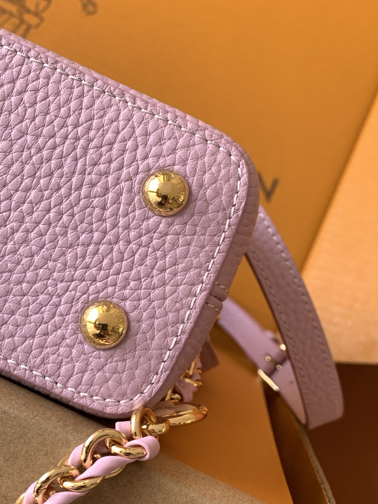 特级全钢五金（163C芯片版）【进口牛皮💋 M23951深粉紫配珍珠白金】【Capucines mini