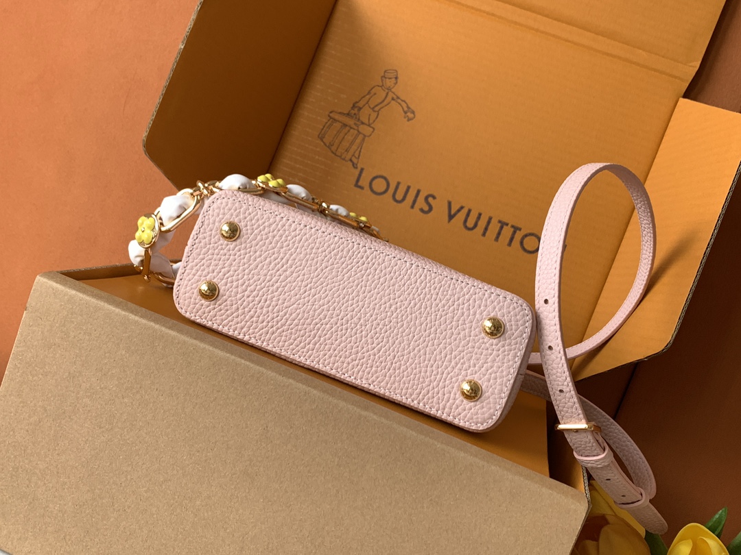 M23363粉色金 全钢五金 进口牛皮那英款系列 Capucines Mini手袋 本季新款 Capuc