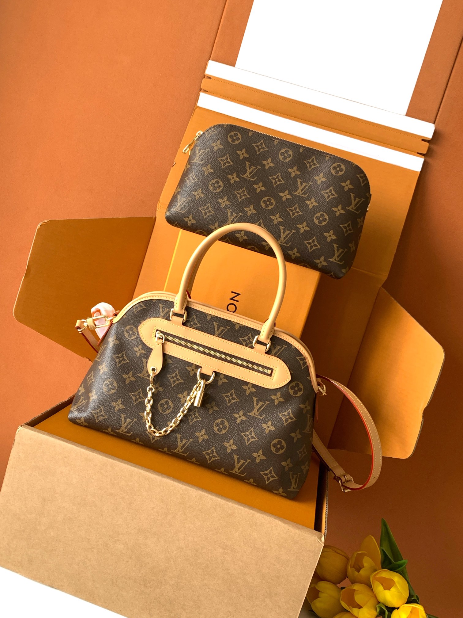 特级全钢五金 进口皮料 变码芯片M15208老花 子母包手提包 Ever More PM 手袋 这款Ev