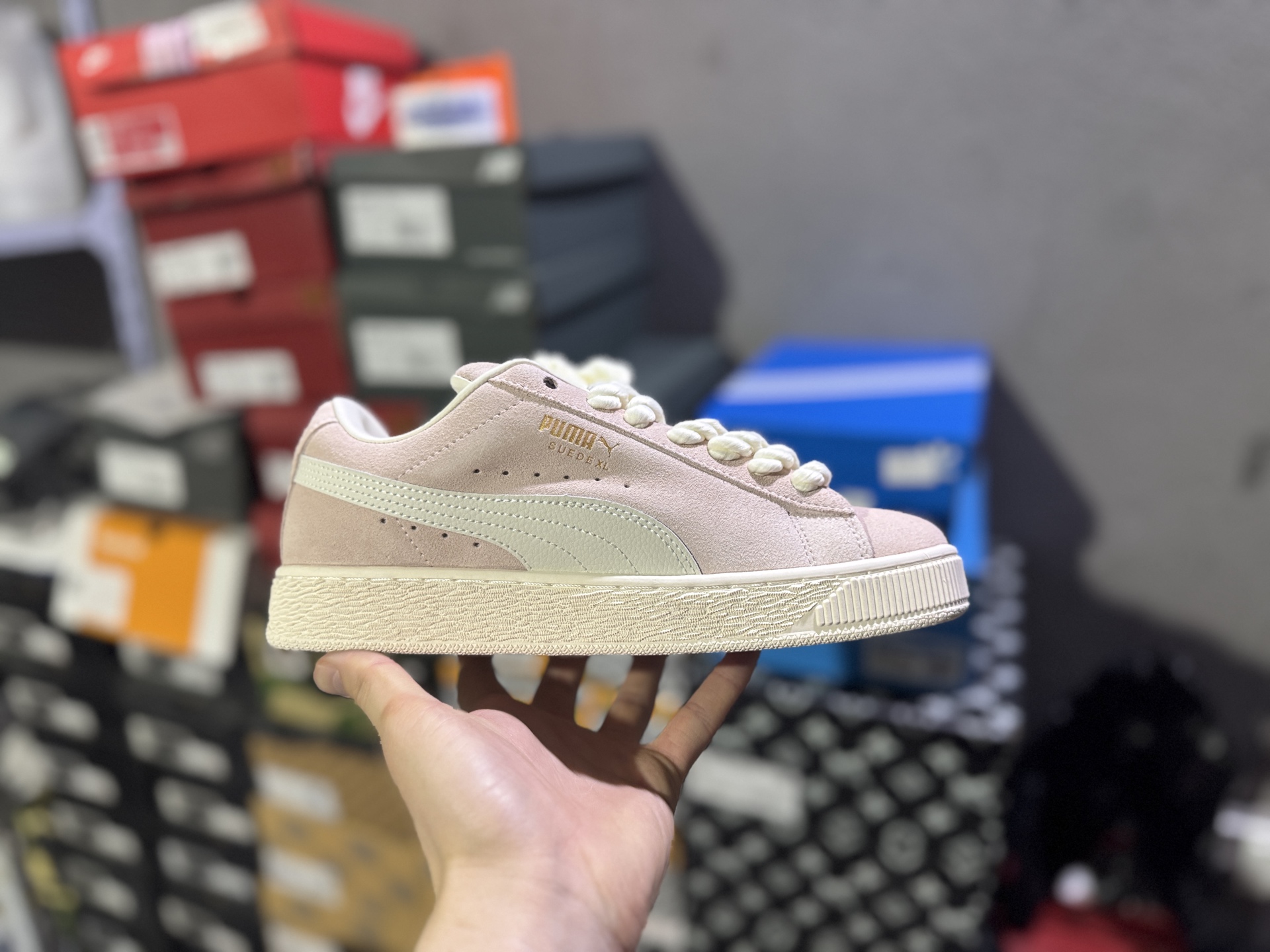 #实拍鉴赏 #仓库随手拍上新 #C版纯原 PUMA彪马 Suede XL 舒适百搭 经典时尚 耐磨 低帮 板鞋 男女同款 米白色 货号:398708-02