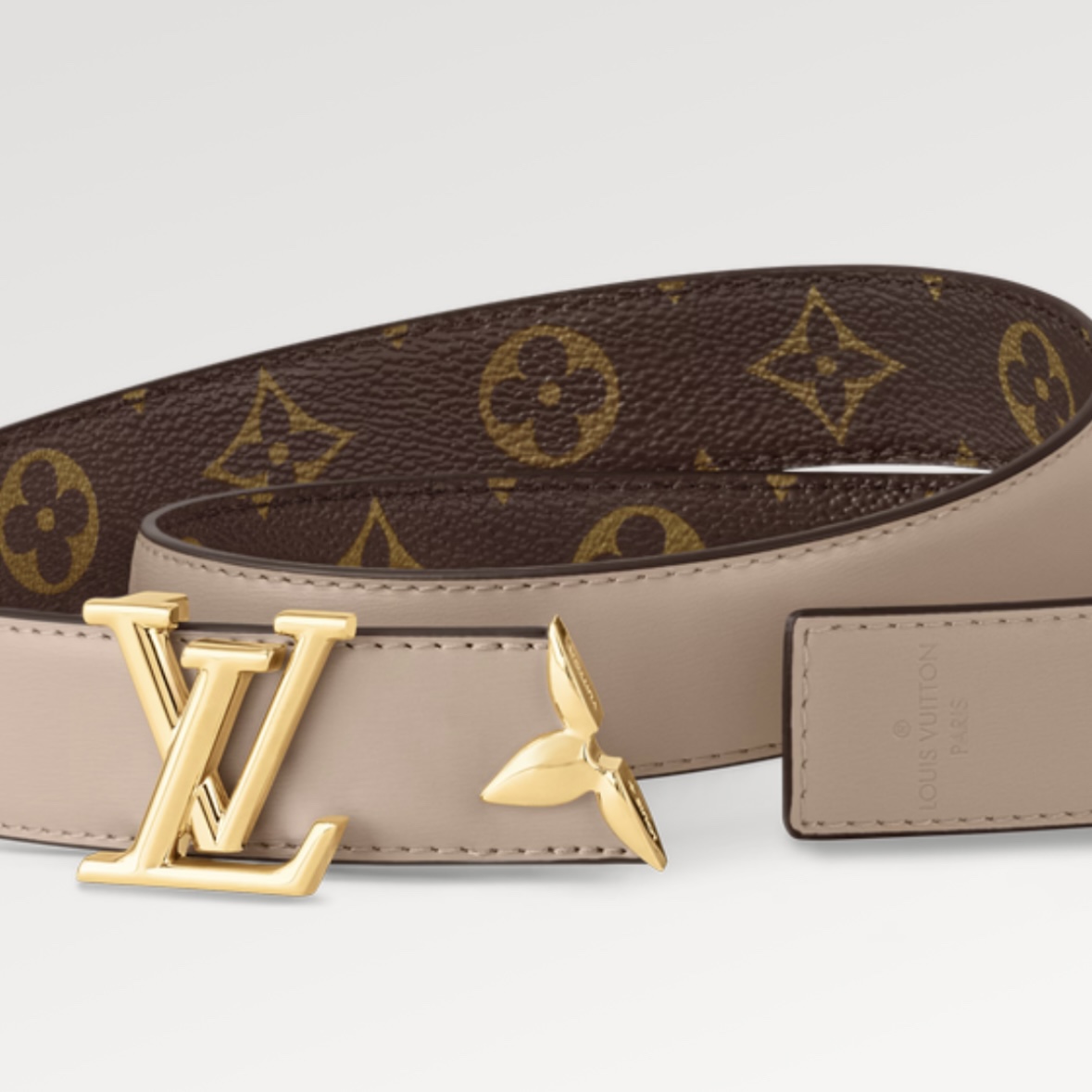 Louiss Vuittton 宽度3.0cm，两面用腰带，带身一面釆用咖色印花路易威登专用面料订制，一