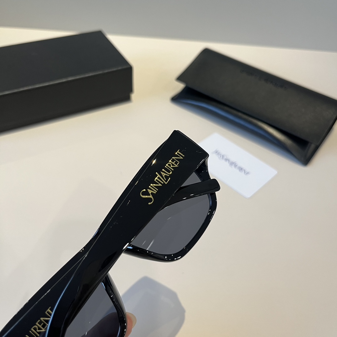Saint Laurent New Narrow Frame Sunglasses: Elegant Design with Retro Mirror Legs - 图片 8
