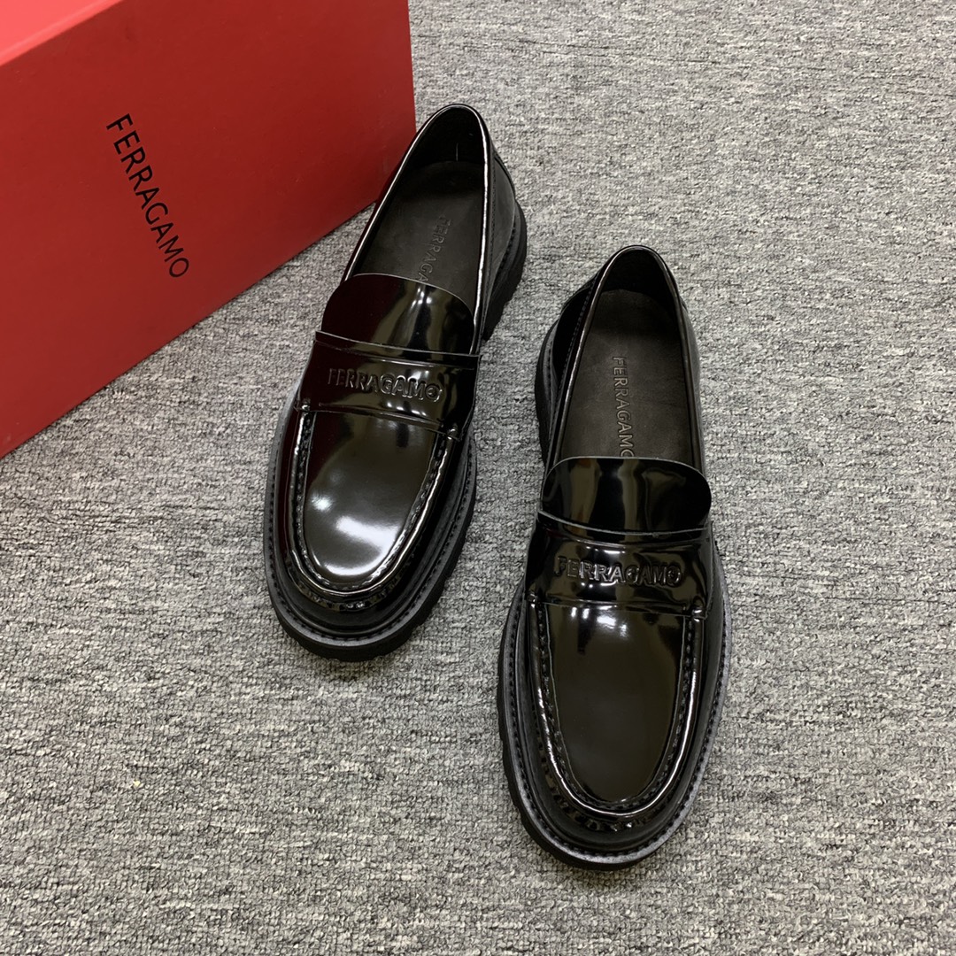 Ferragamo Men's Black Leather Loafers with Thick Sole, Sizes 39-44 3 i1702307690 1596 6