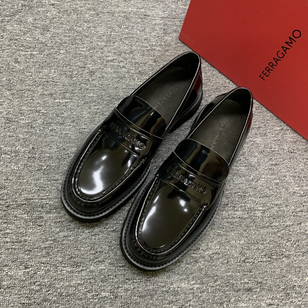 Ferragamo Men's Black Leather Loafers with Thick Sole, Sizes 39-44 4 i1702307690 4242 3