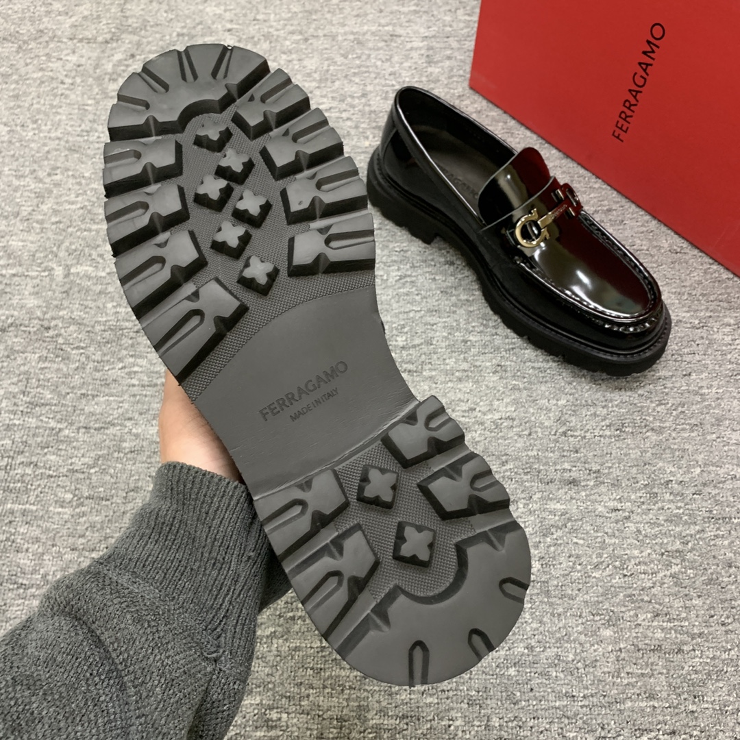 Ferragamo Men's Black Leather Loafers Thick Bottom Round Toe Shoes Size 39-44 8 i1702307724 1246 5