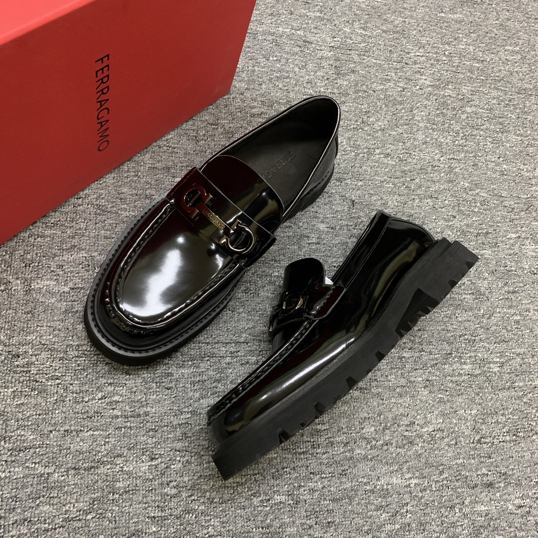 Ferragamo Men's Black Leather Loafers Thick Bottom Round Toe Shoes Size 39-44 7 i1702307724 3999 6
