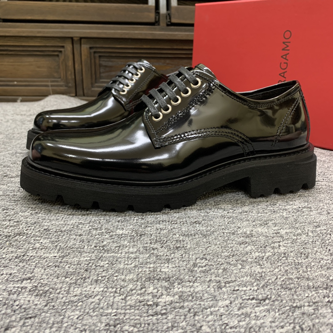 Ferragamo Men's Leather Oxford Shoes - Round Toe, Lightweight Sole, Sizes 39-44 5 i1702308068 132 4