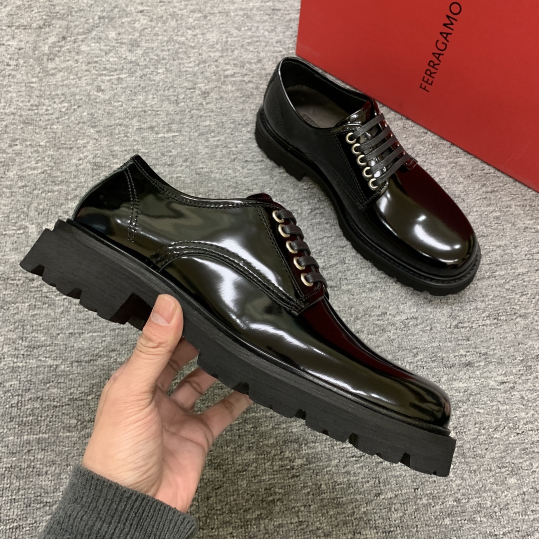 Ferragamo Men's Leather Oxford Shoes - Round Toe, Lightweight Sole, Sizes 39-44 6 i1702308068 424 8