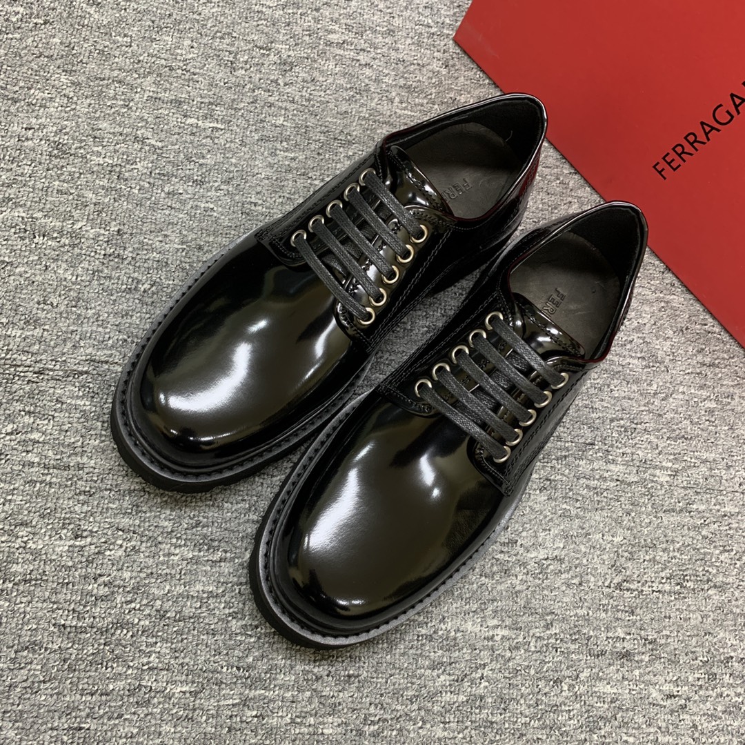 Ferragamo Men's Leather Oxford Shoes - Round Toe, Lightweight Sole, Sizes 39-44 4 i1702308068 8079 0