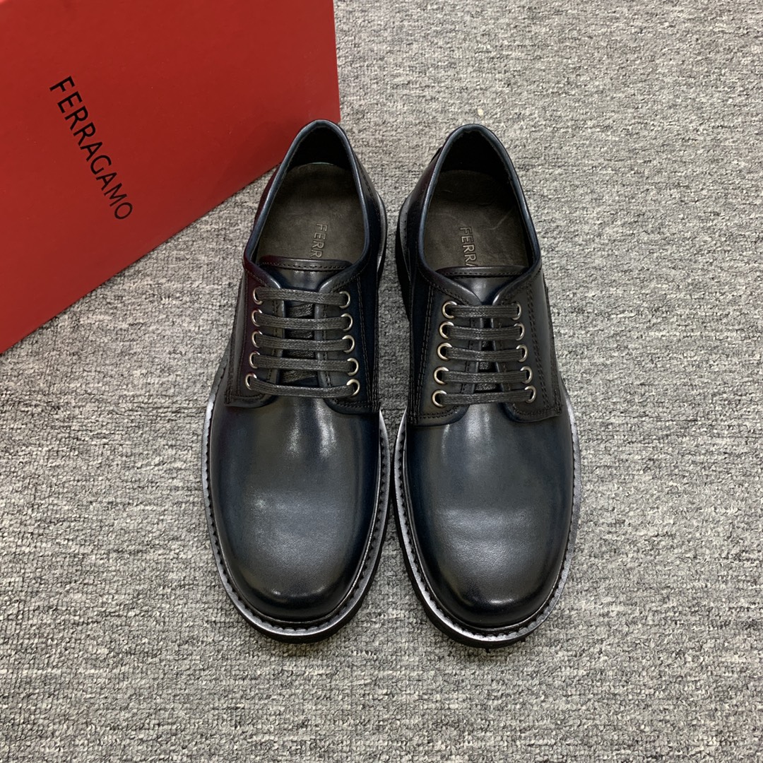 Ferragamo Men's Thick Sole Loafers - Premium Leather, Round Toe Design 1 Ferragamo Men's Thick Sole Loafers - Premium Leather, Round Toe Design