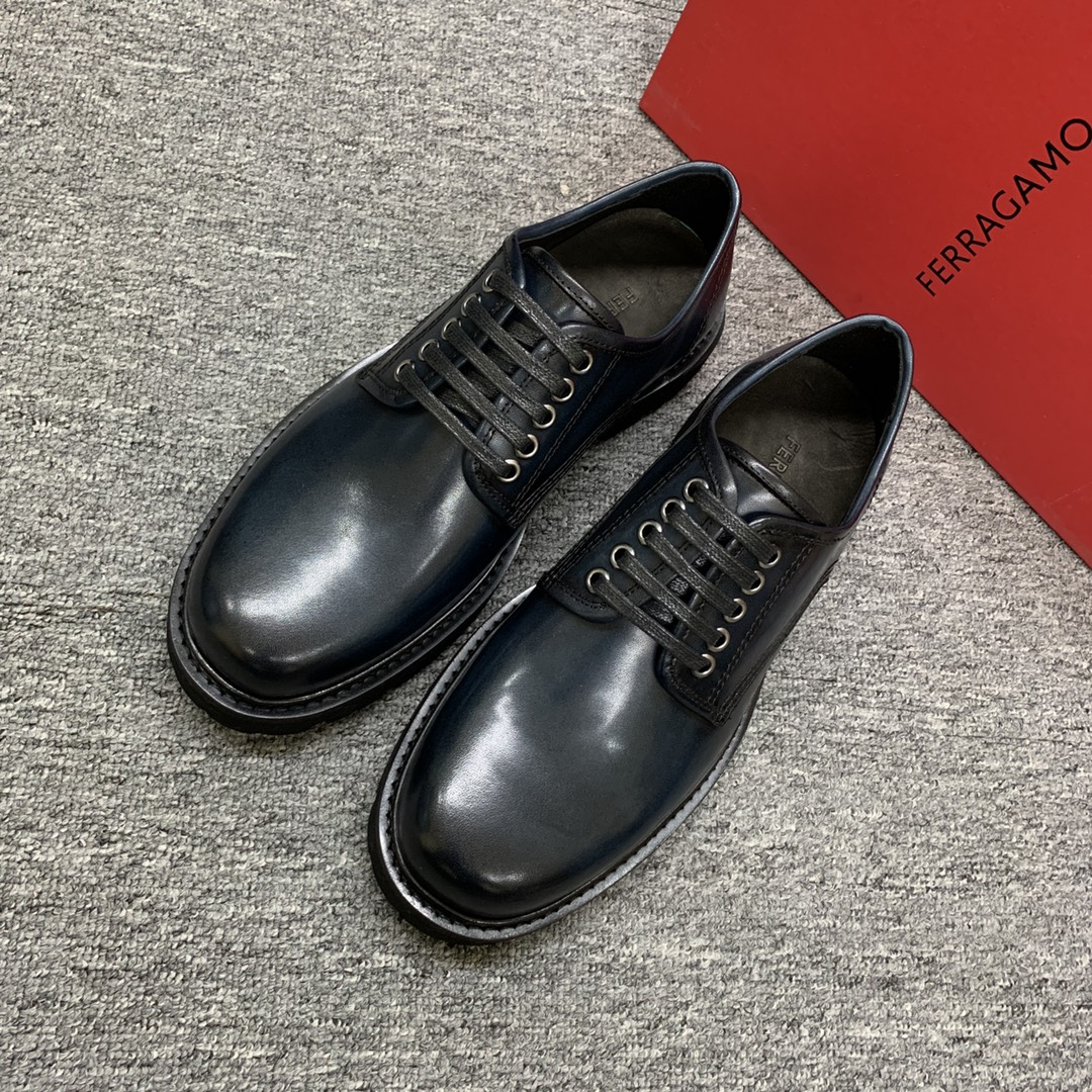 Ferragamo Men's Thick Sole Loafers - Premium Leather, Round Toe Design 4 i1702308149 5258 0
