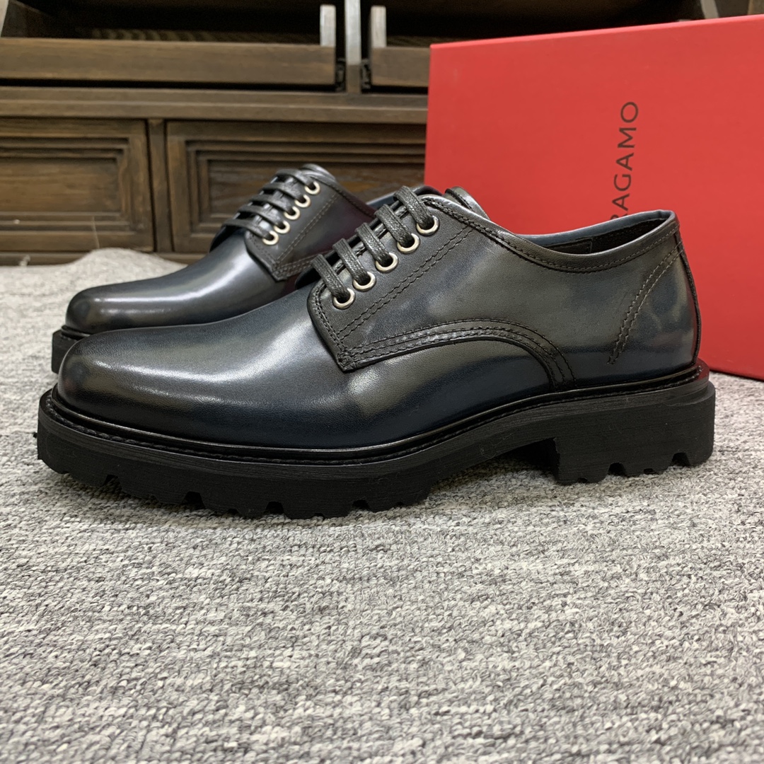 Ferragamo Men's Thick Sole Loafers - Premium Leather, Round Toe Design 5 i1702308149 8426 4