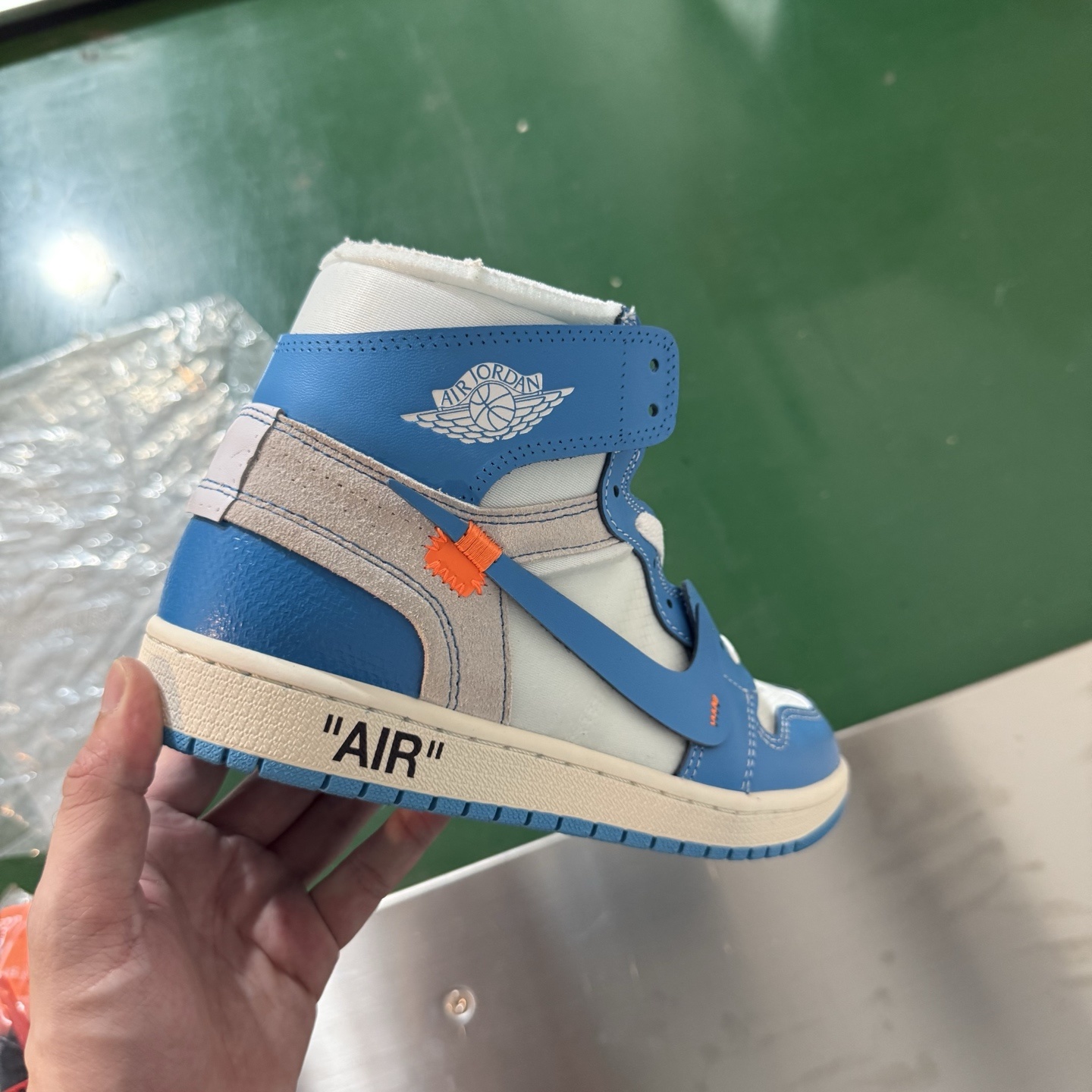Air Jordan AJ1 Retro 高帮 OFF-WHITE 蓝色联名 全新工厂出货 AQ0818