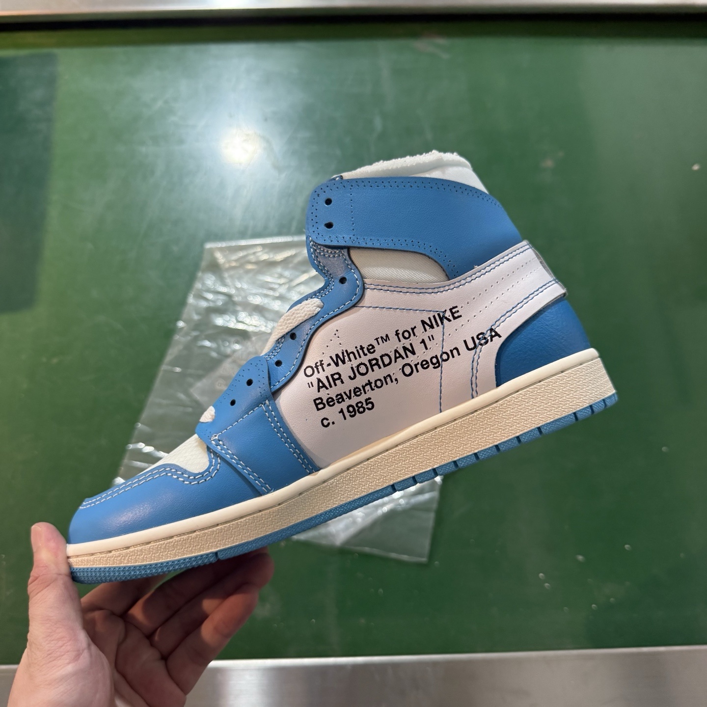 Air Jordan AJ1 Retro 高帮 OFF-WHITE 蓝色联名 全新工厂出货 AQ0818