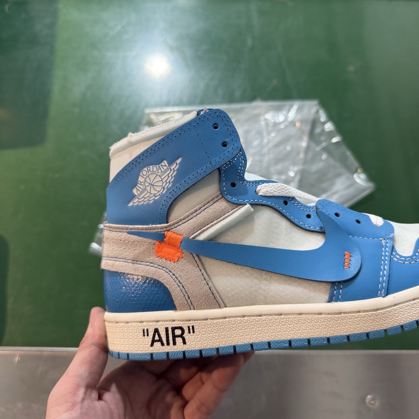 Air Jordan AJ1 Retro 高帮 OFF-WHITE 蓝色联名 全新工厂出货 AQ0818
